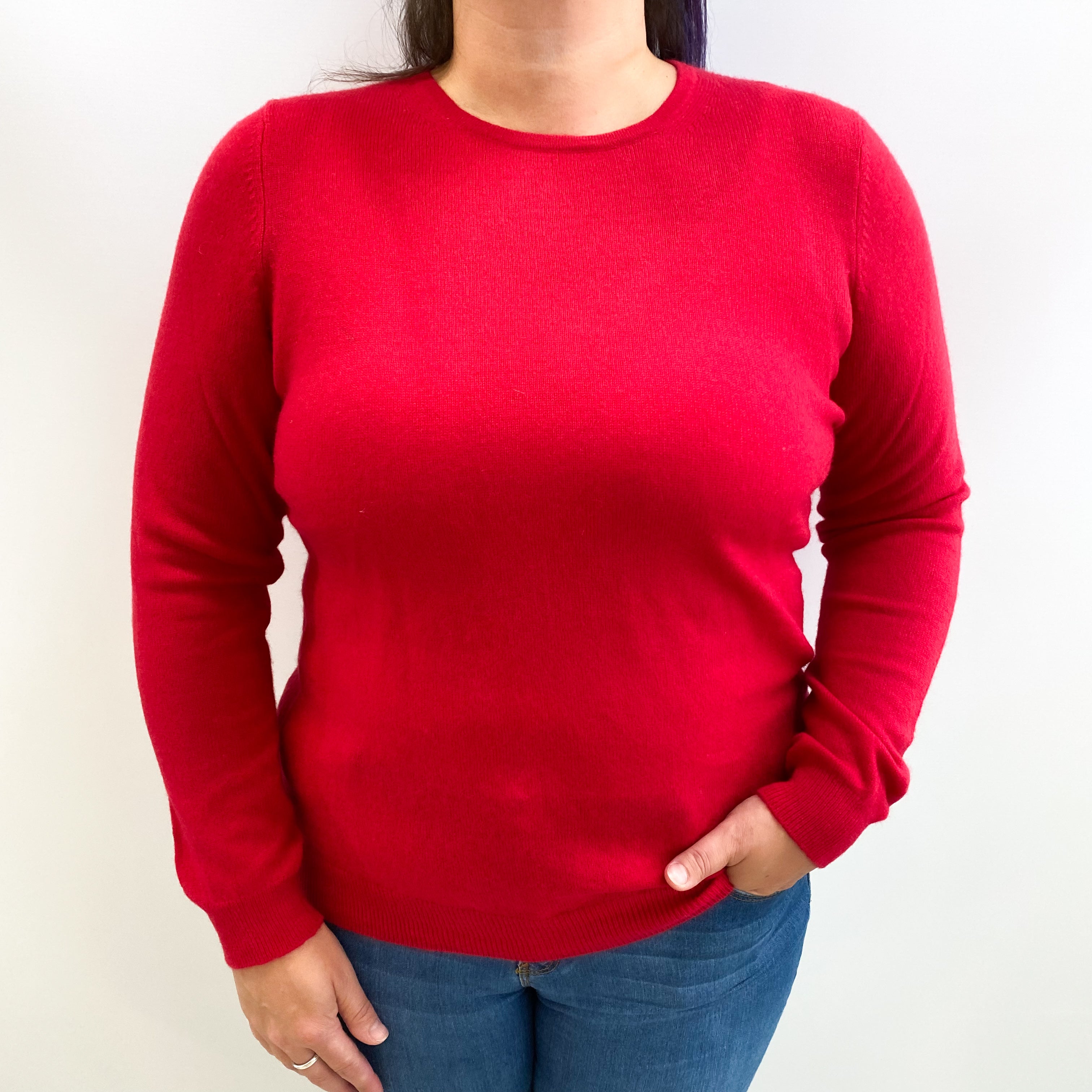 Berry Red Cashmere Crew Neck Jumper Large