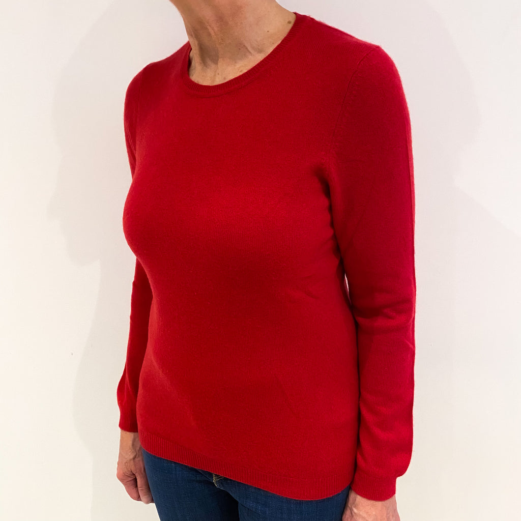 Raspberry Pink Cashmere Crew Neck Jumper Medium