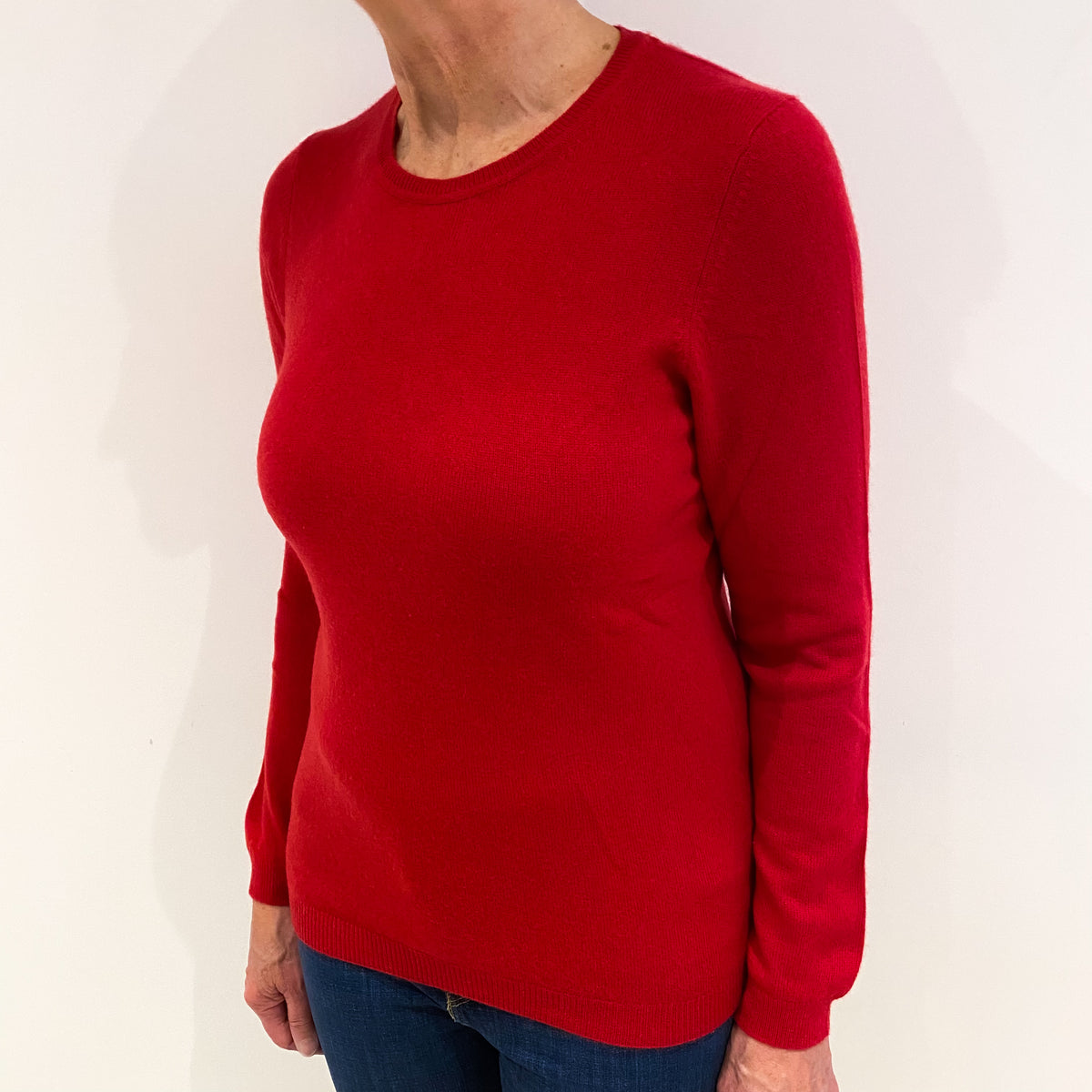 Raspberry Pink Cashmere Crew Neck Jumper Medium