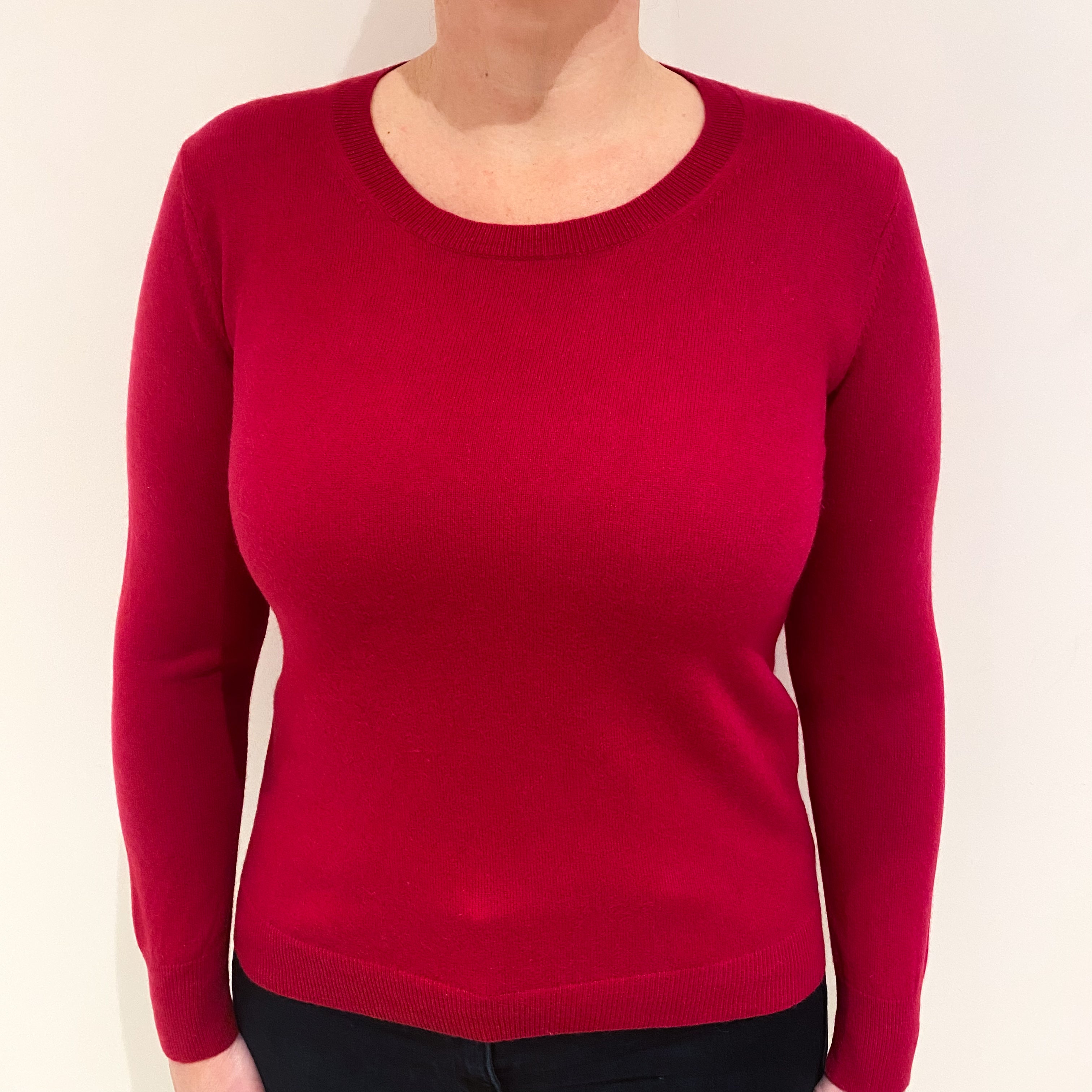 Raspberry Pink Cashmere Crew Neck Jumper Large