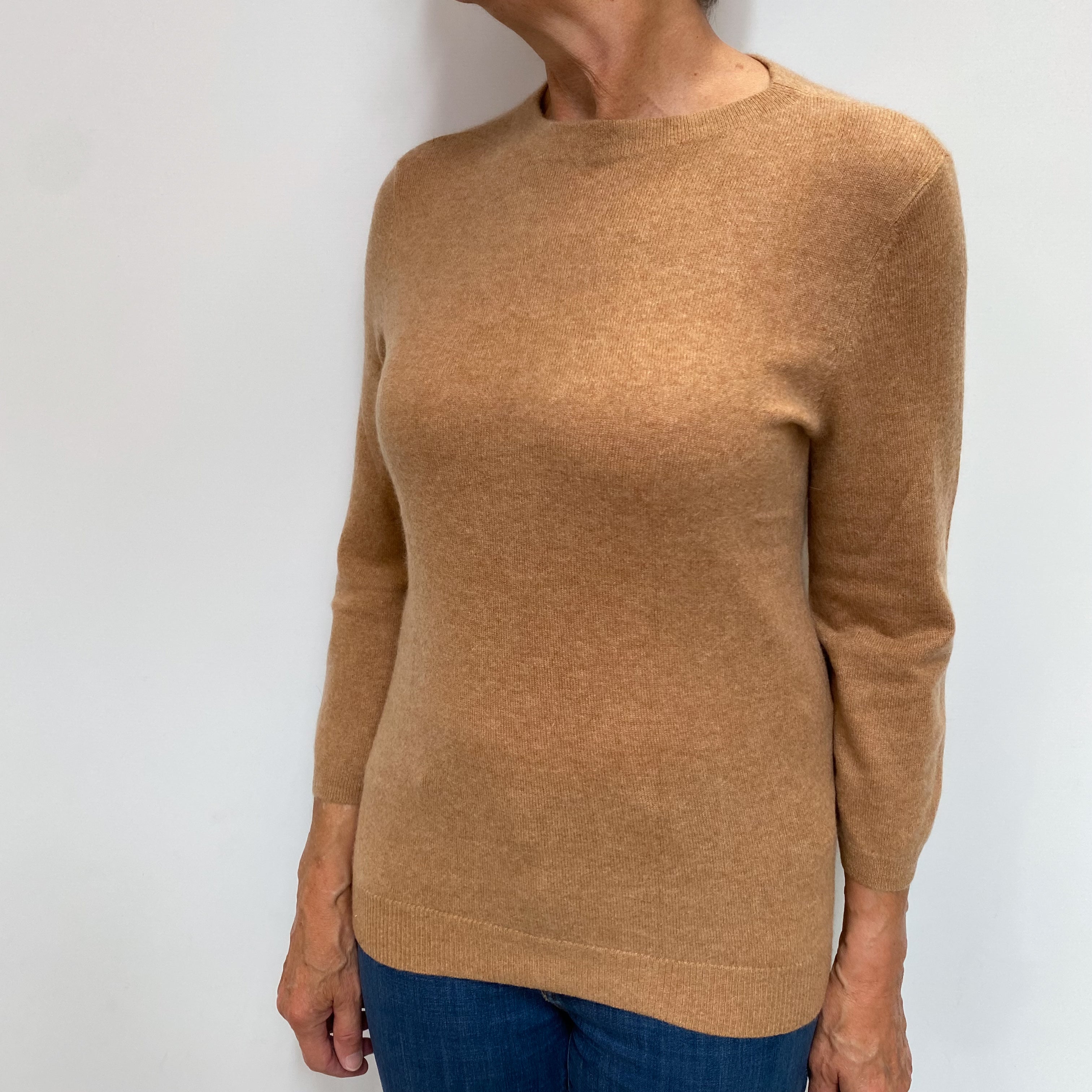 Butterscotch Brown Cashmere Crew Neck Jumper Medium
