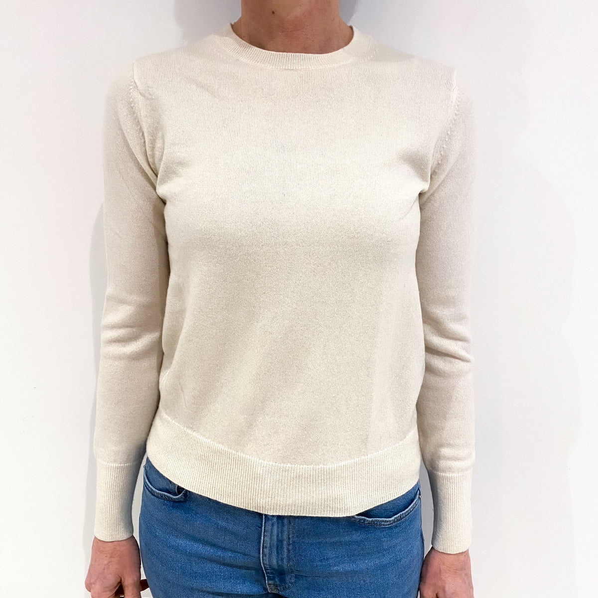 Winter White Cashmere Crew Neck Jumper Small