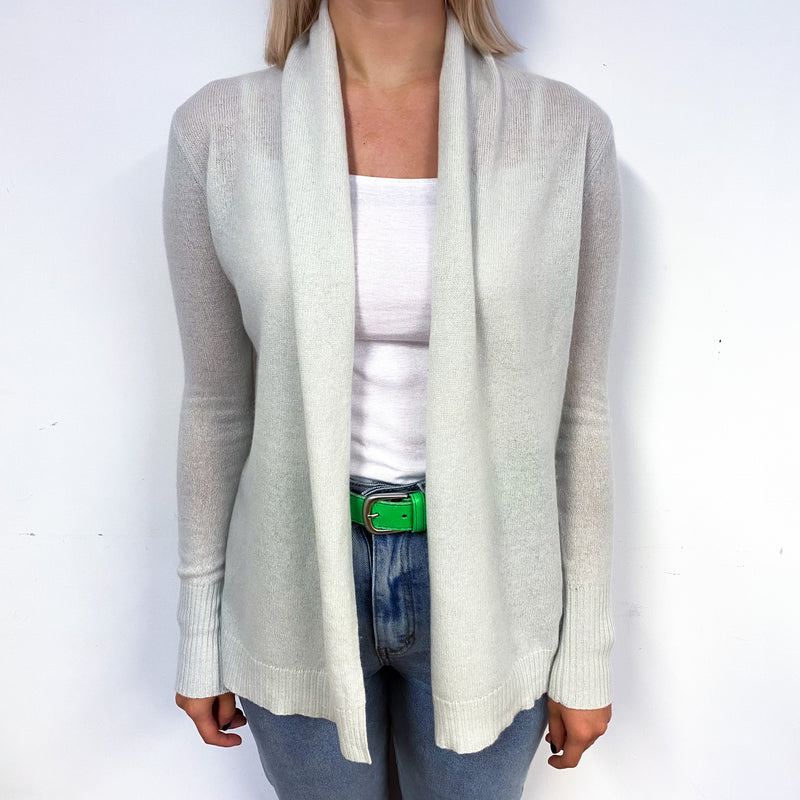 Palest Opal Blue Cashmere Edge to Edge Cardigan Small