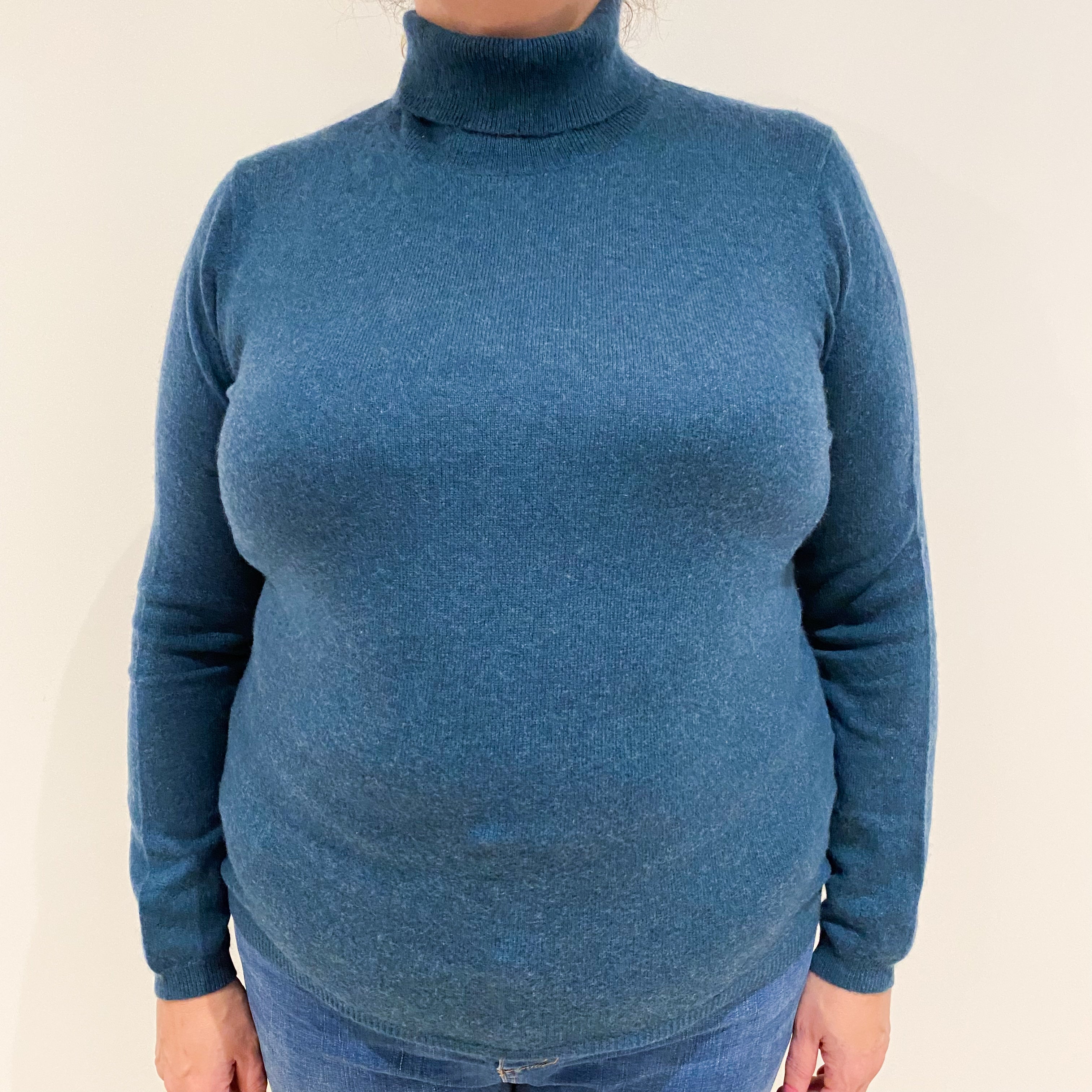 Forest Green Cashmere Polo Neck Jumper Extra Large