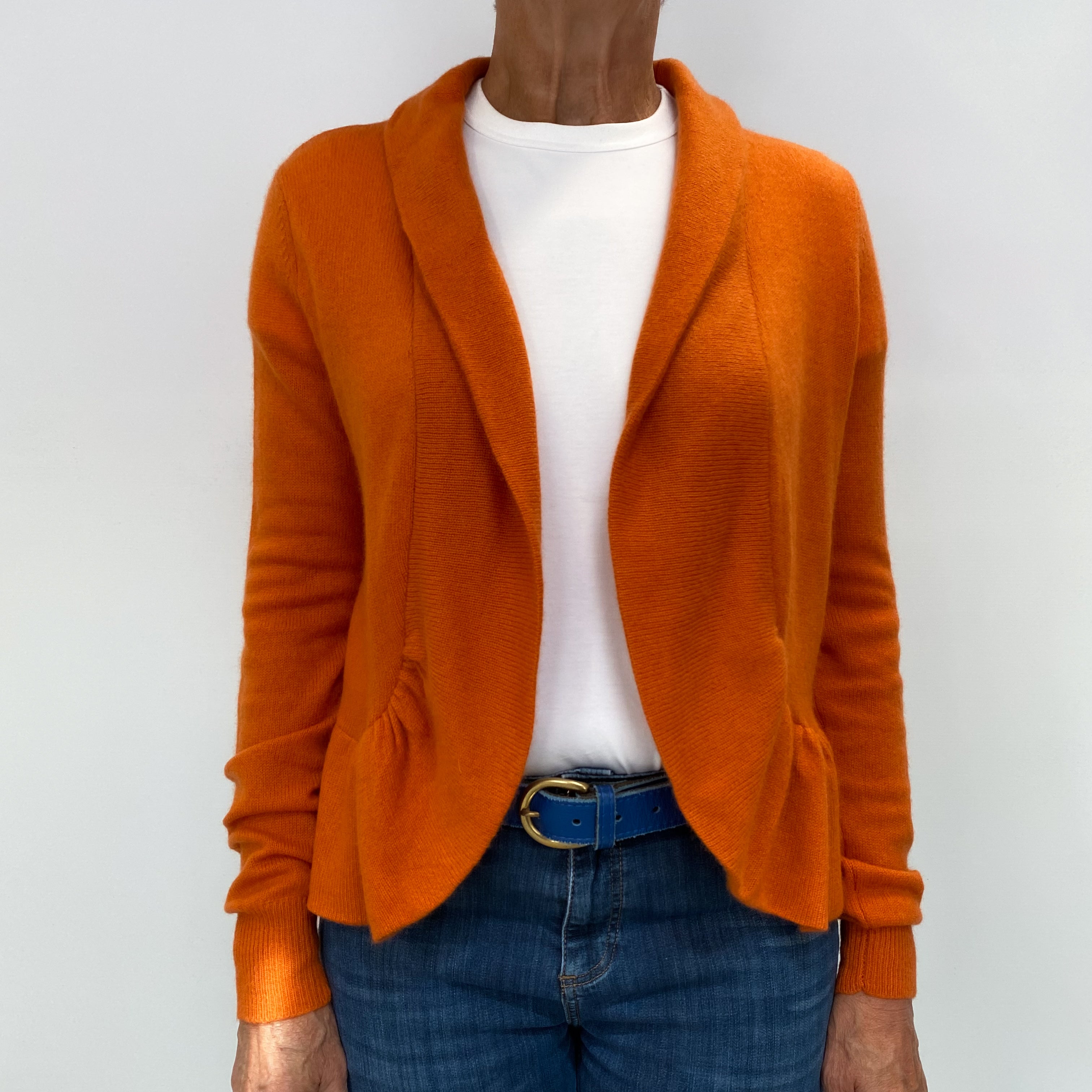 Crab Orange Cashmere Edge To Edge Cardigan Medium