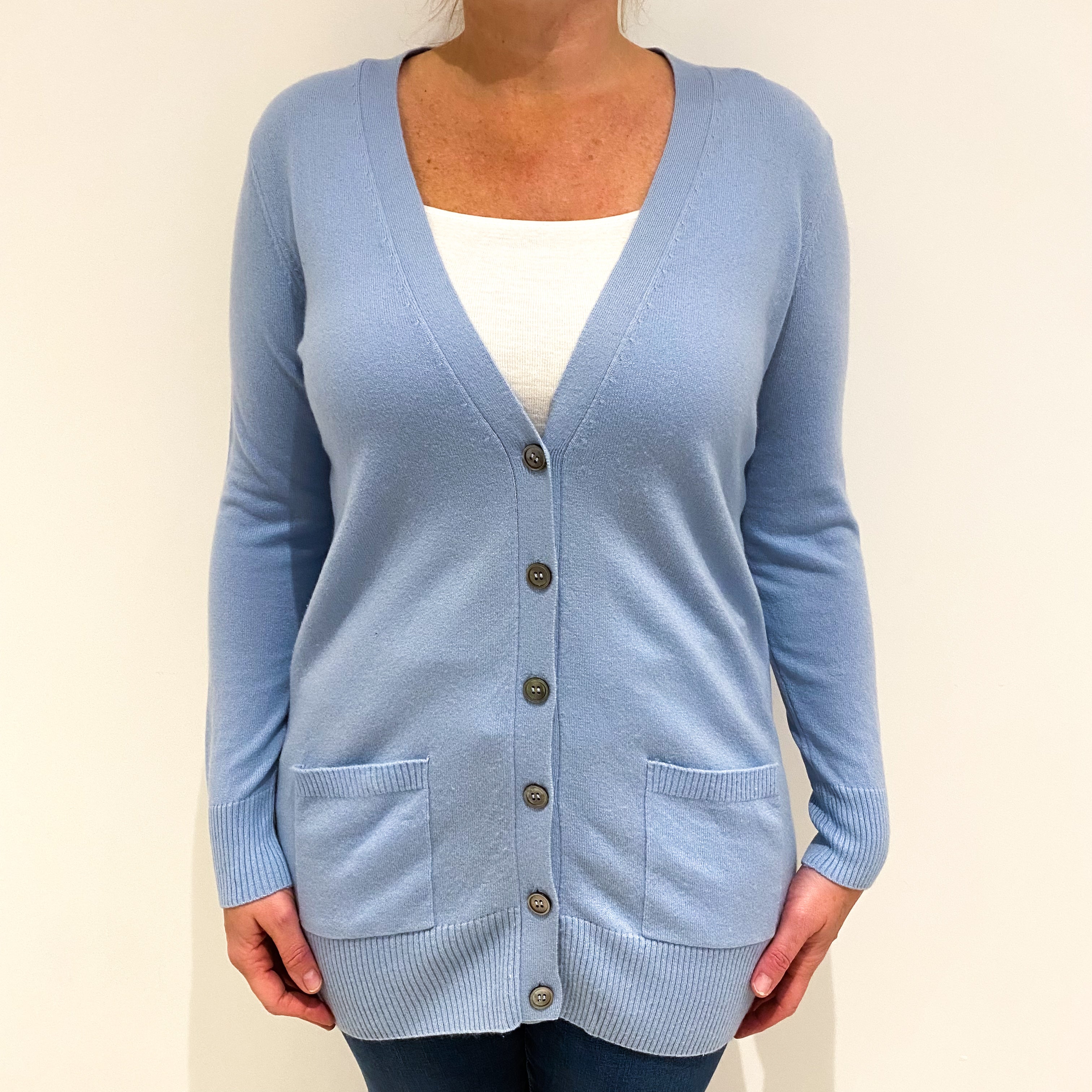 Powder Blue Cashmere Boyfriend Cardigan Large