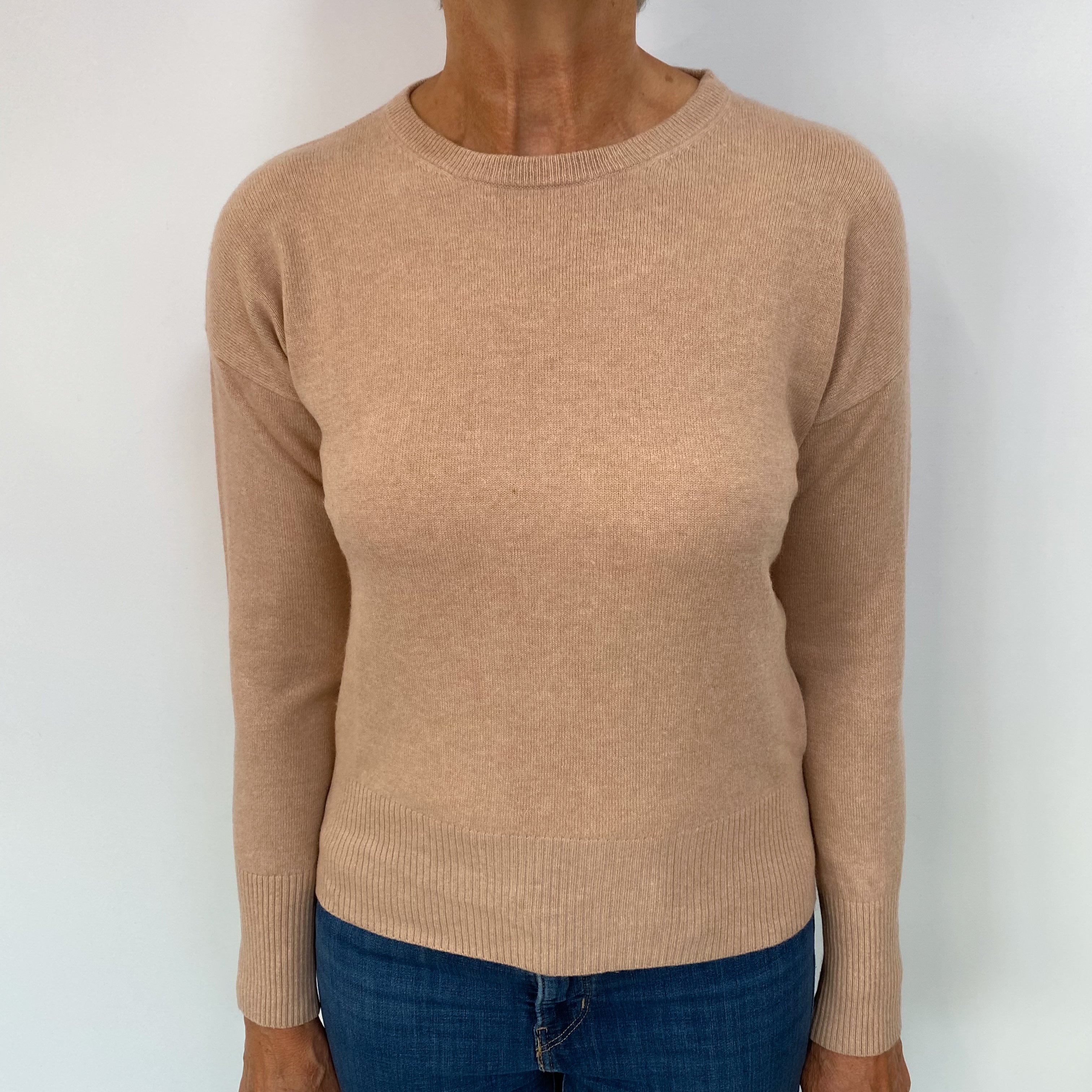 Sand Beige Cashmere Crew Neck Jumper Medium