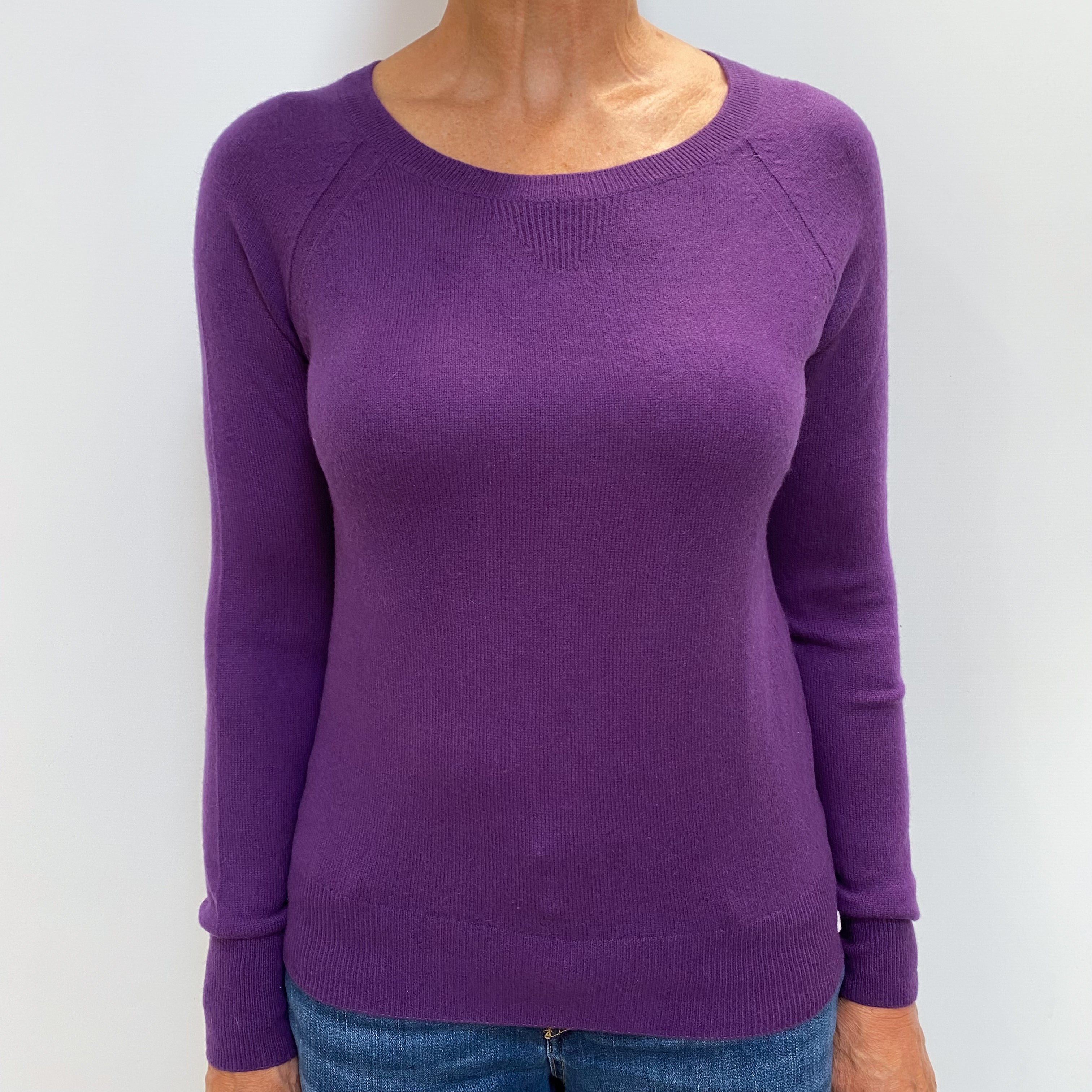 Iris Purple Cashmere Crew Neck Jumper Medium