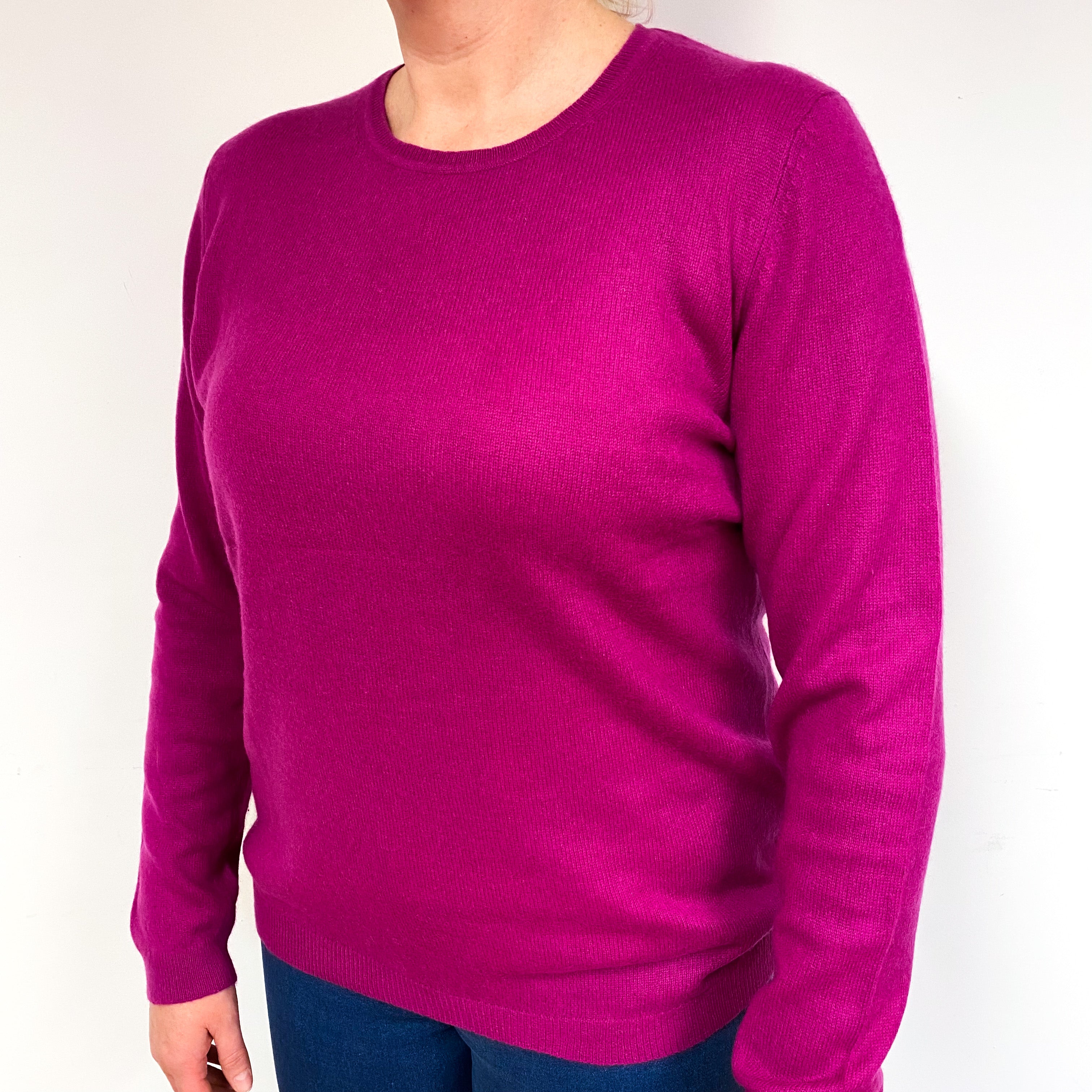 Magenta Purple Cashmere Crew Neck Jumper Large