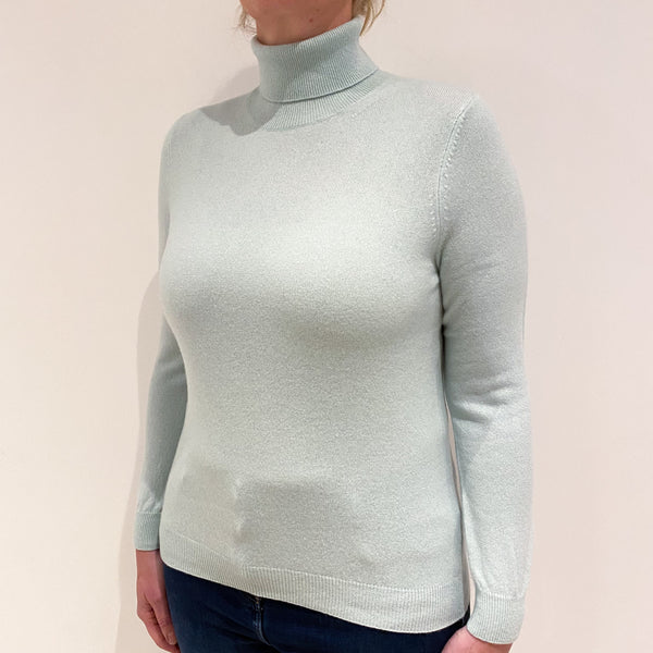 Mint Green Cashmere Polo Neck Jumper Large