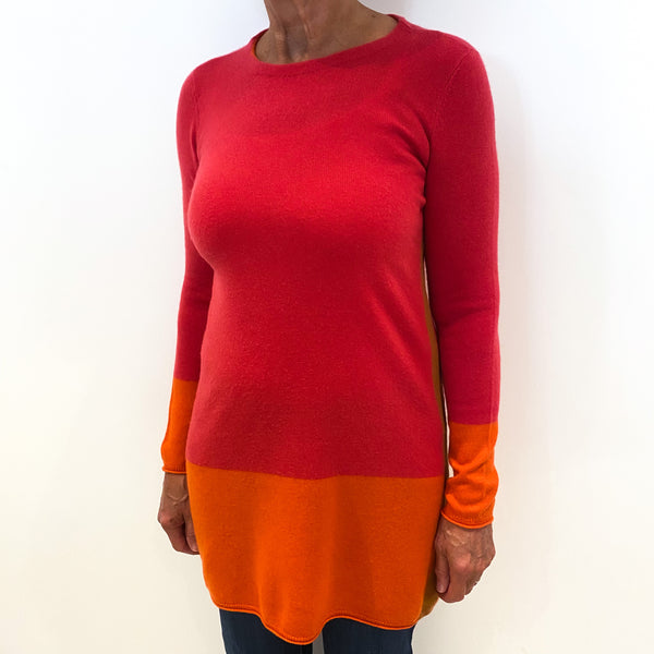Pink and Orange Colour Block Cashmere Tunic Medium