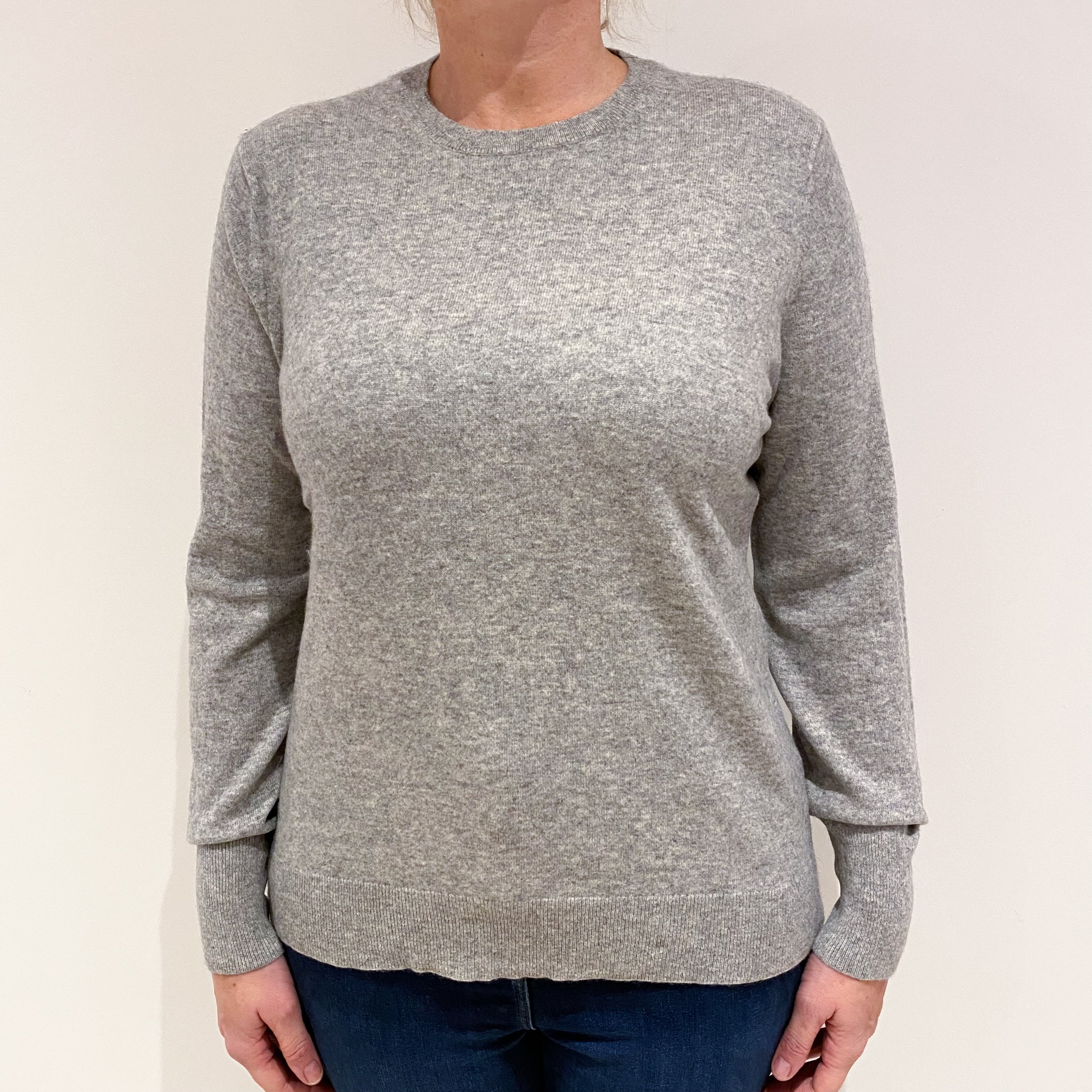 Smoke Grey Cashmere Crew Neck Jumper Large