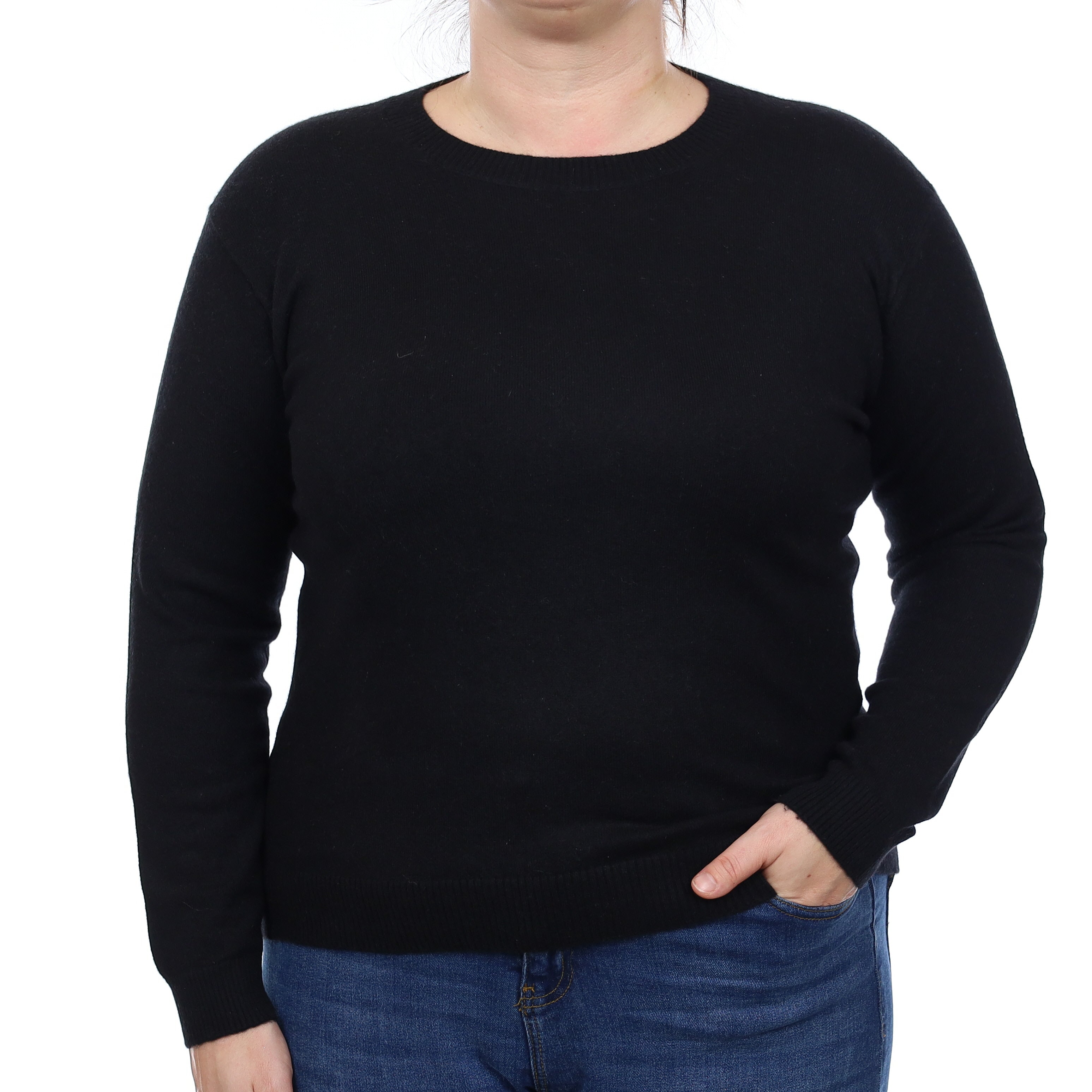 Falconeri Black Cashmere Crew Neck Jumper Large