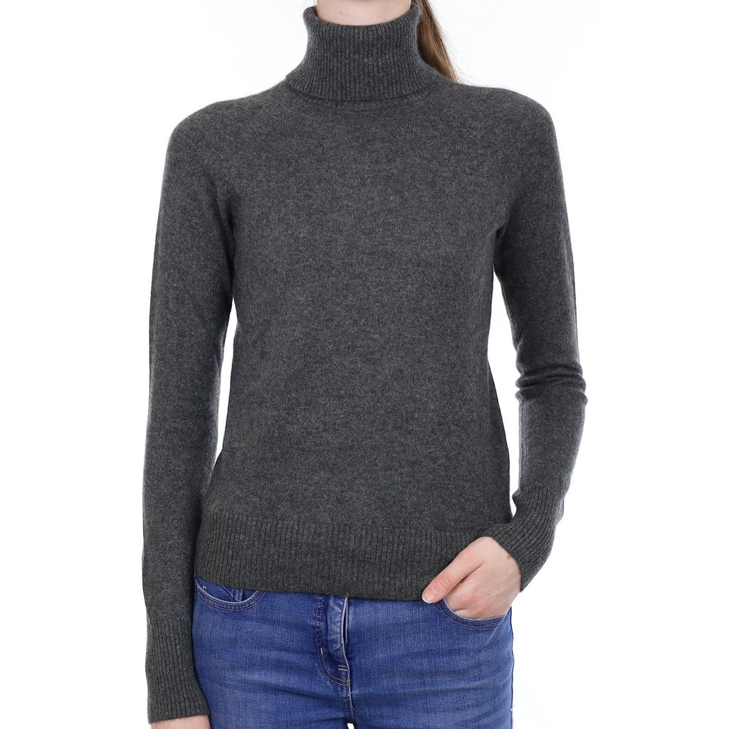 Slate Grey Cashmere Polo Neck Jumper Extra Small