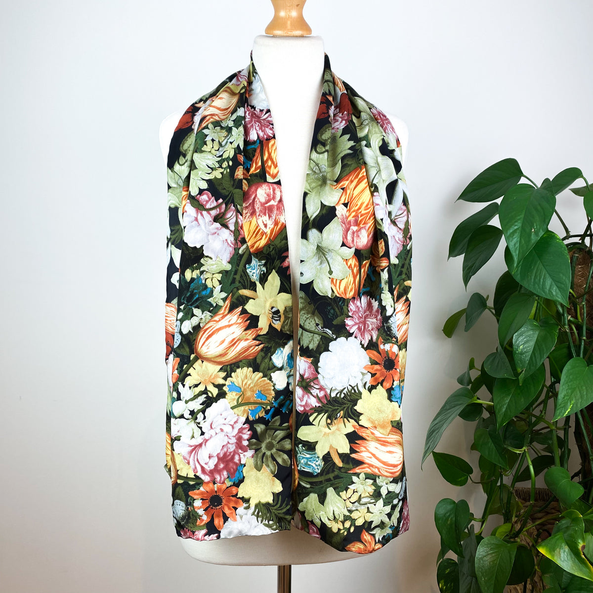 Pretty Floral Long Silk Scarf