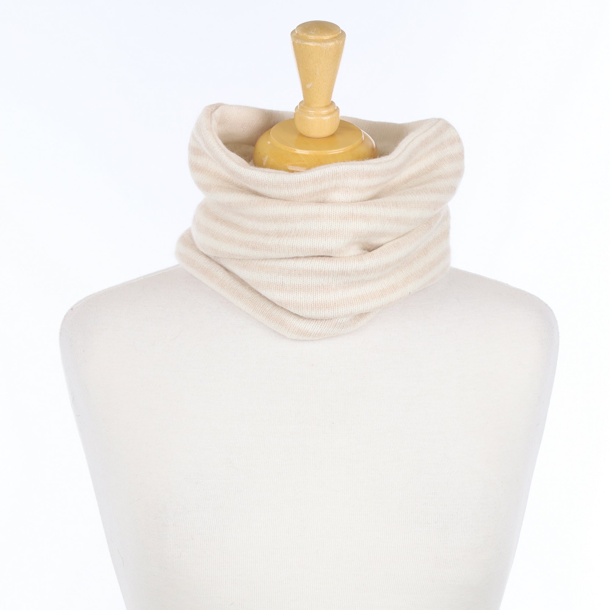Men’s Vanilla and Beige Striped Luxury Double Layered Snood