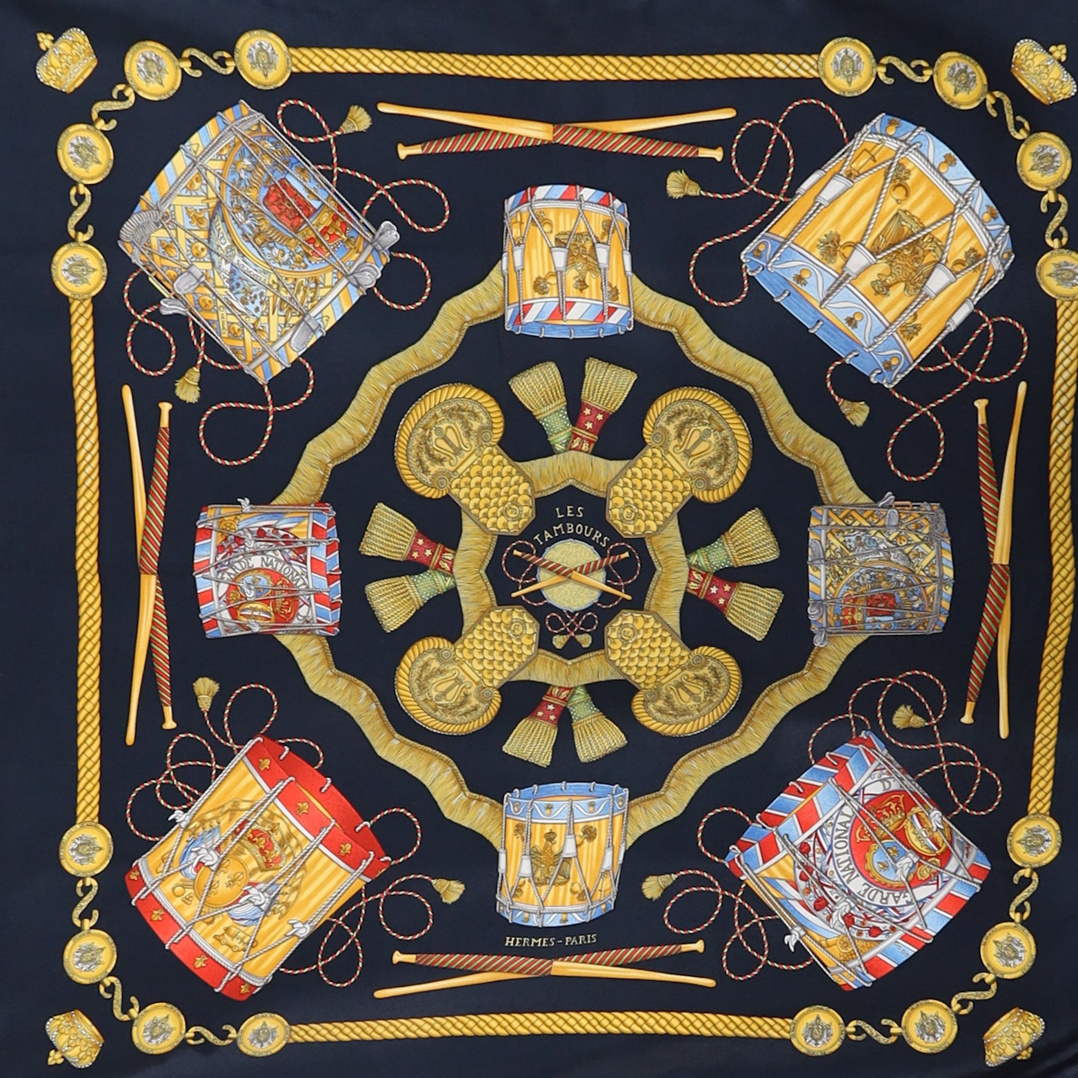 Hermès Les Tambours Silk Scarf