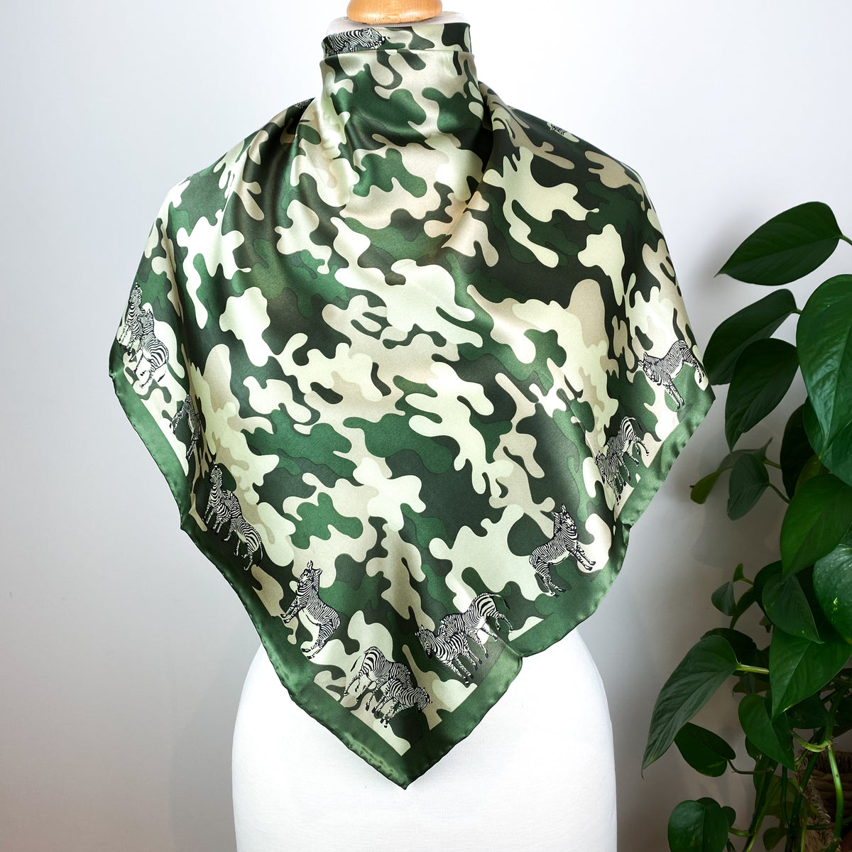 Small Camouflage and Zebra Silk Scarf