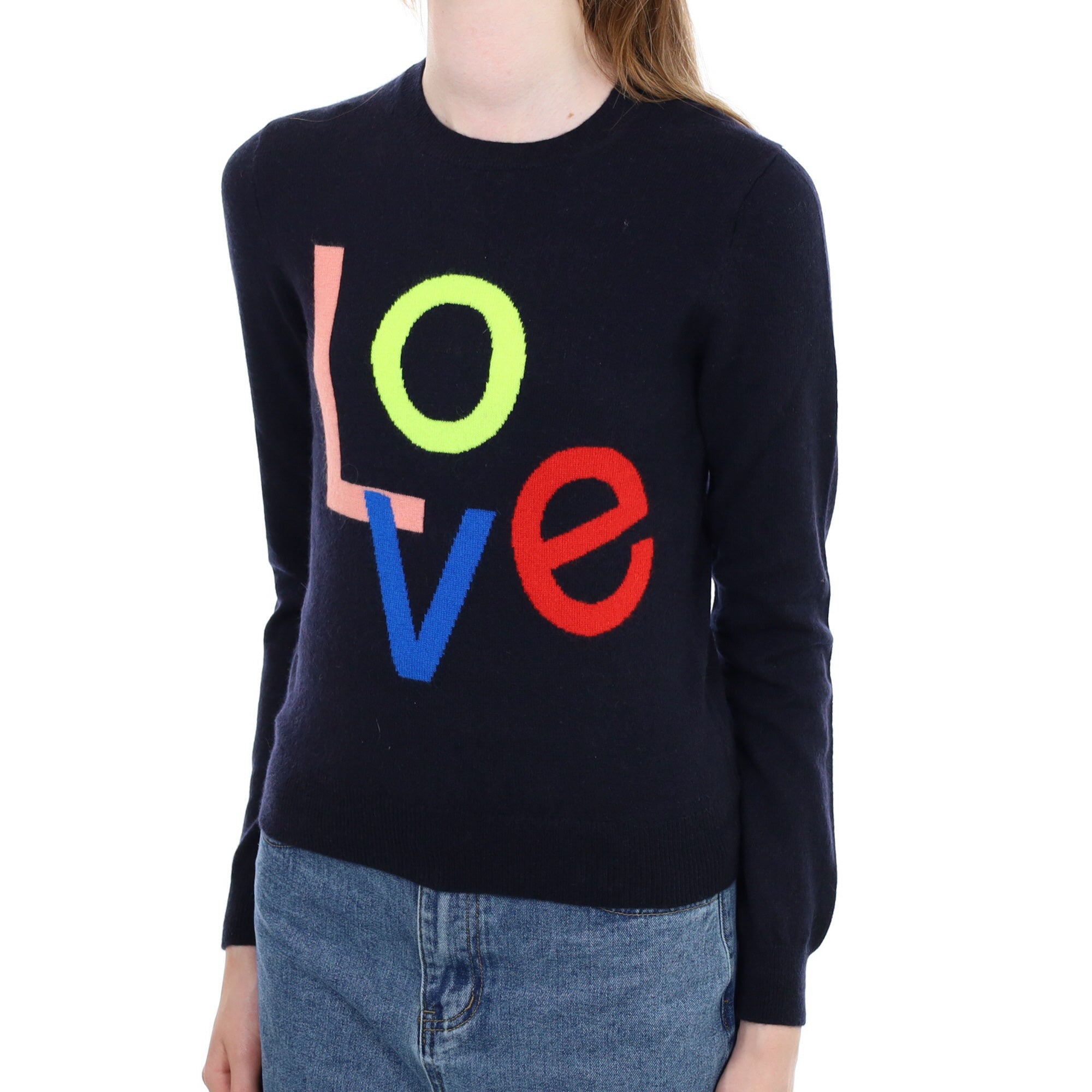 Chinti & Parker Navy Slogan Crew Neck Jumper Extra Small