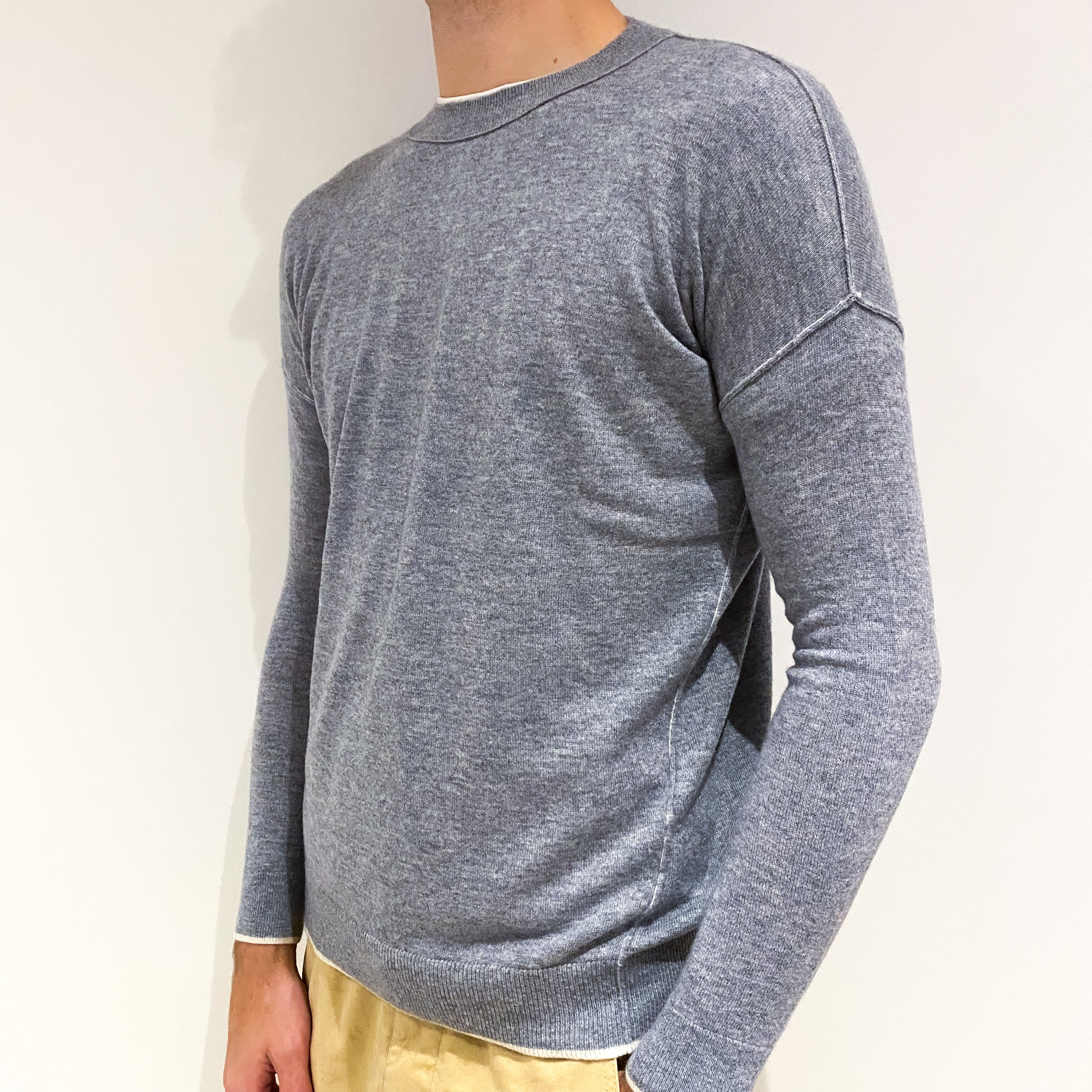 Men's Hugo Boss Grey Fine Knit Cashmere Crew Neck Jumper Large