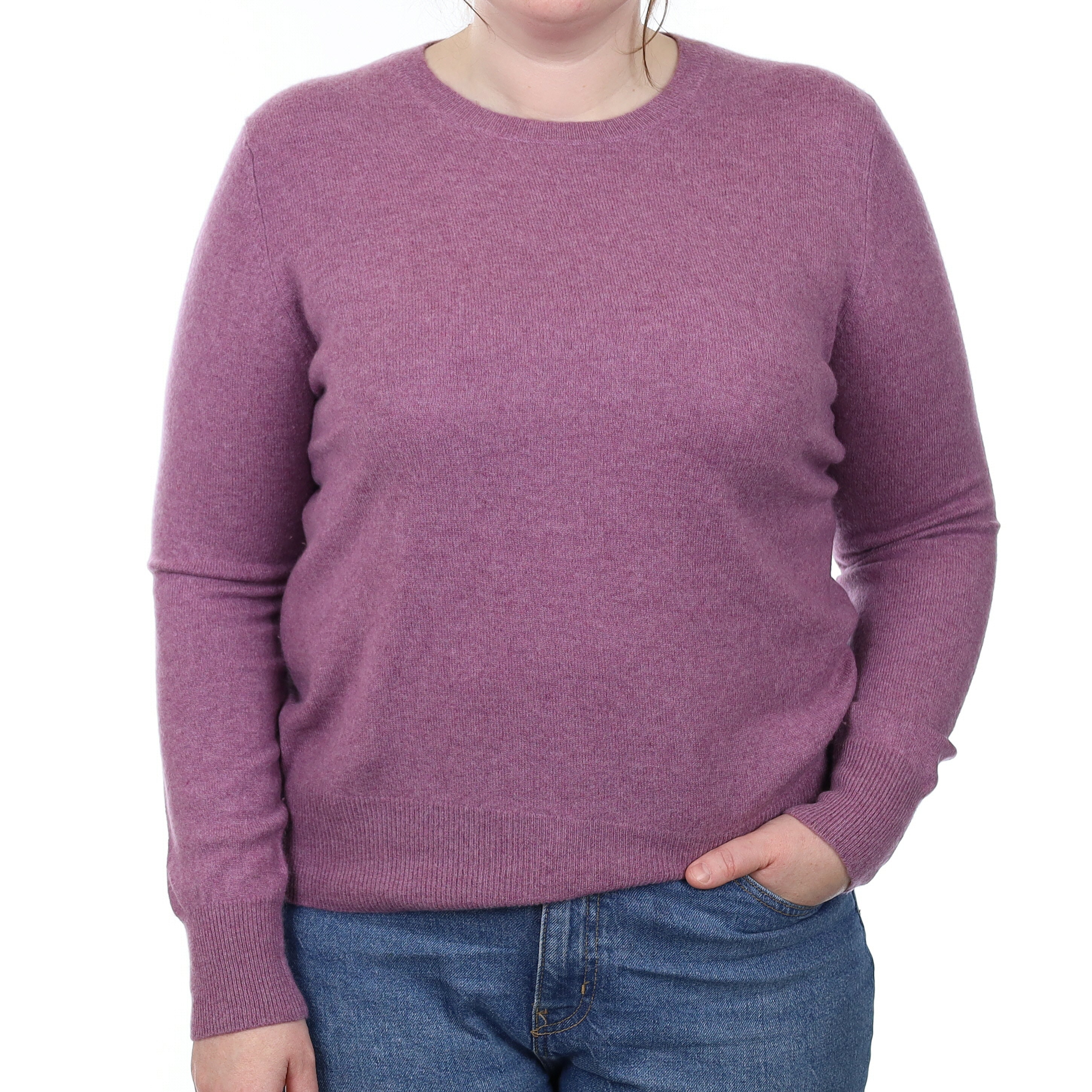 Wisteria Purple Cashmere Crew Neck Jumper Large