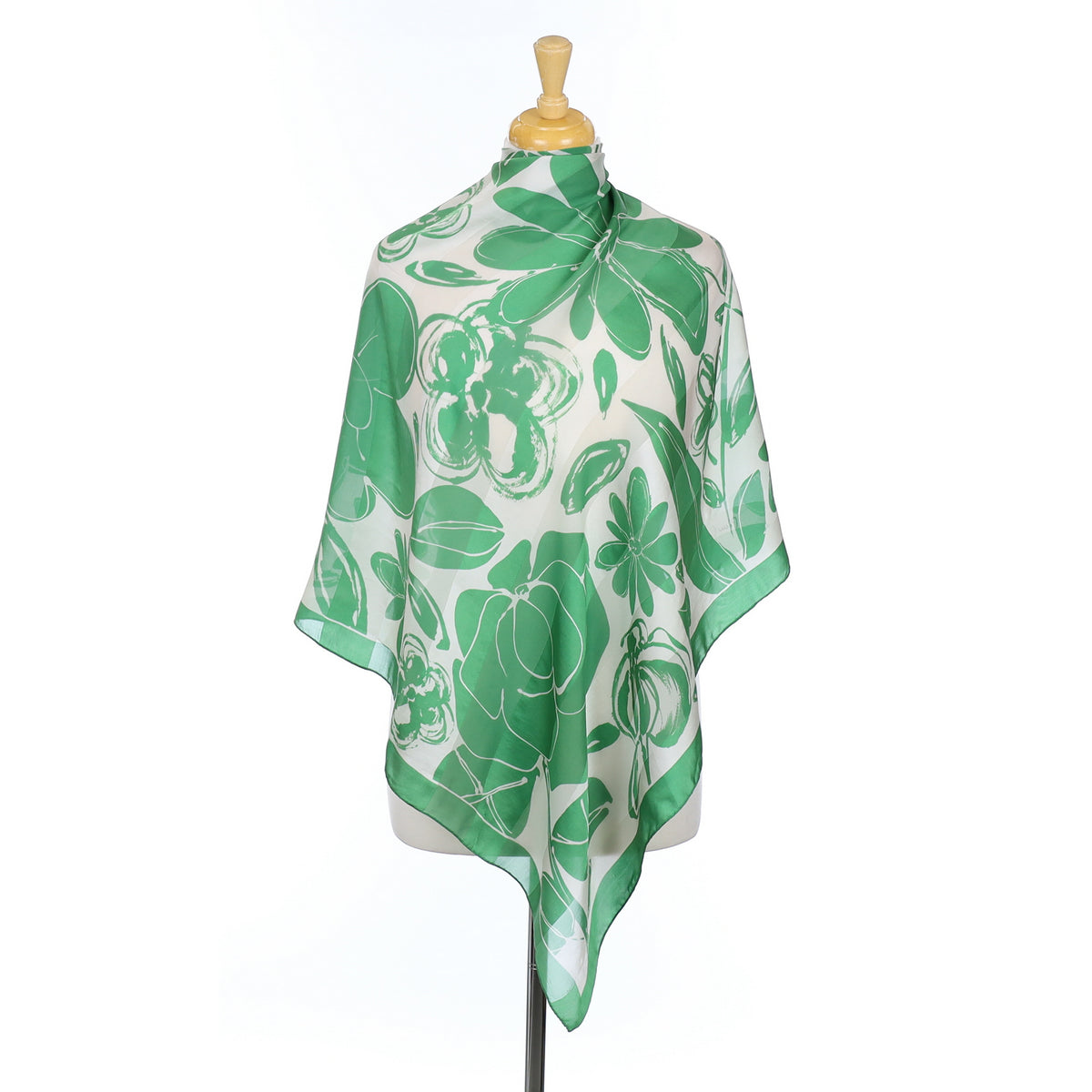 Pierre Cardin Green Floral Vintage Silk Scarf