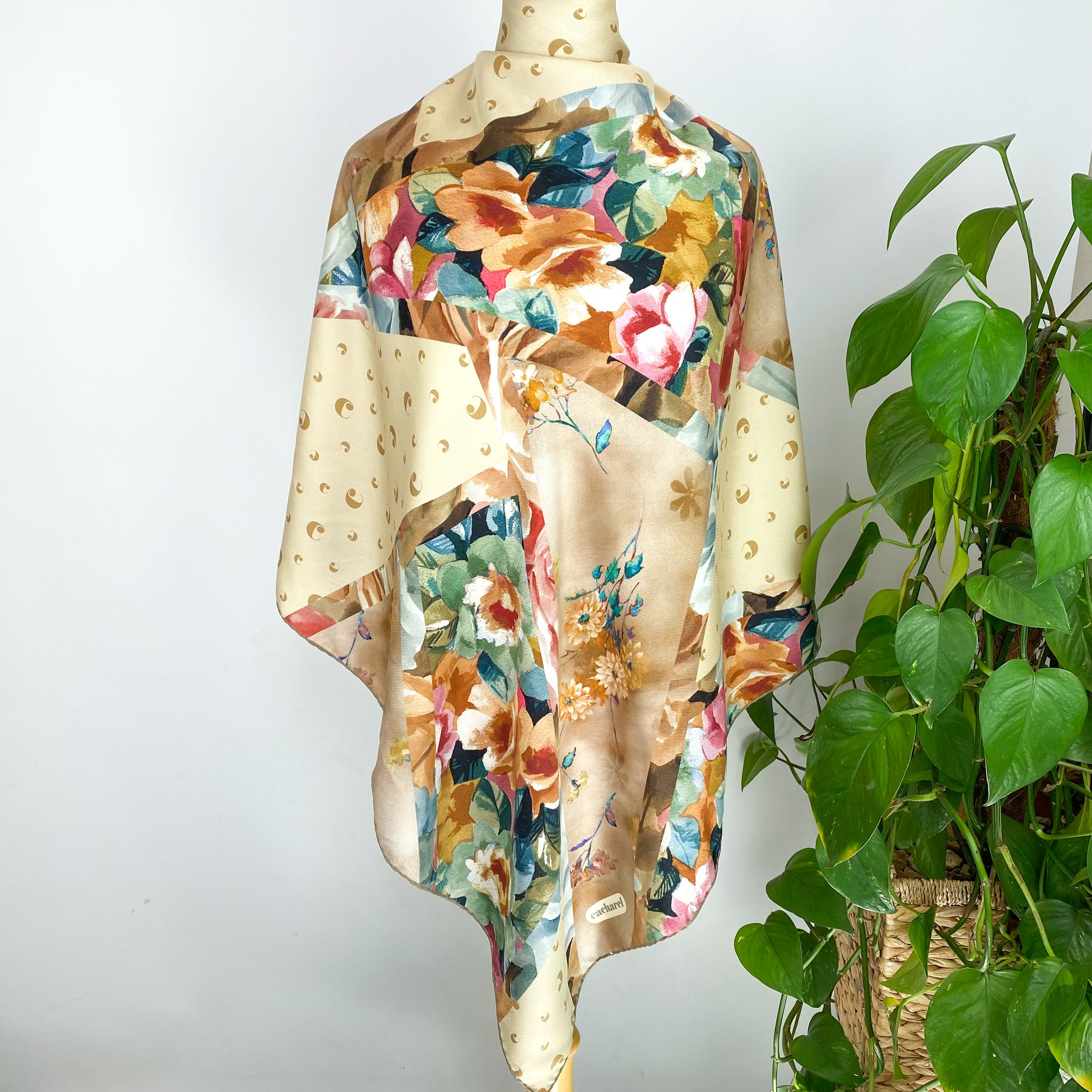 Cacharel Abstract Floral Silk Scarf