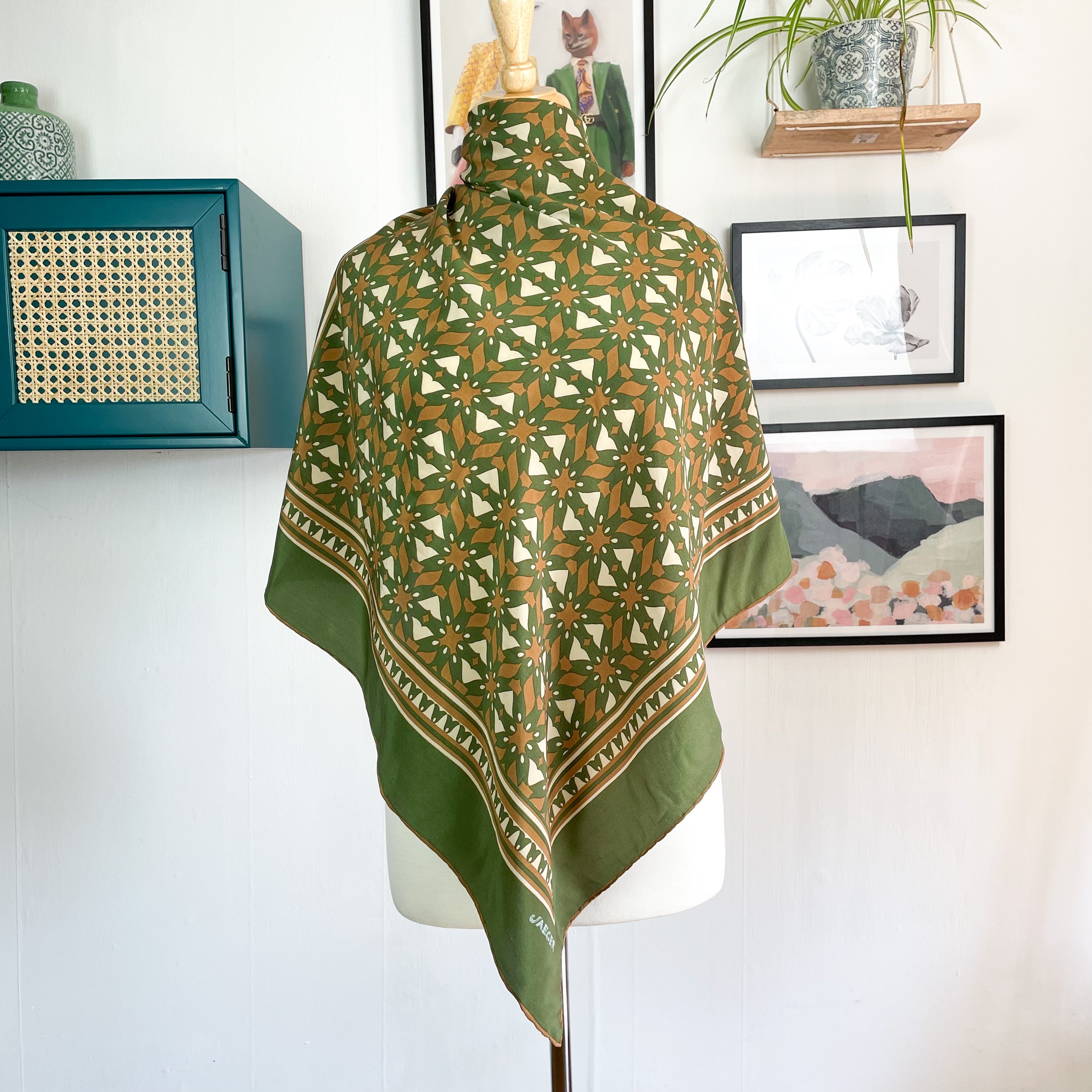 Jaeger Abstract Design Vintage Silk Scarf