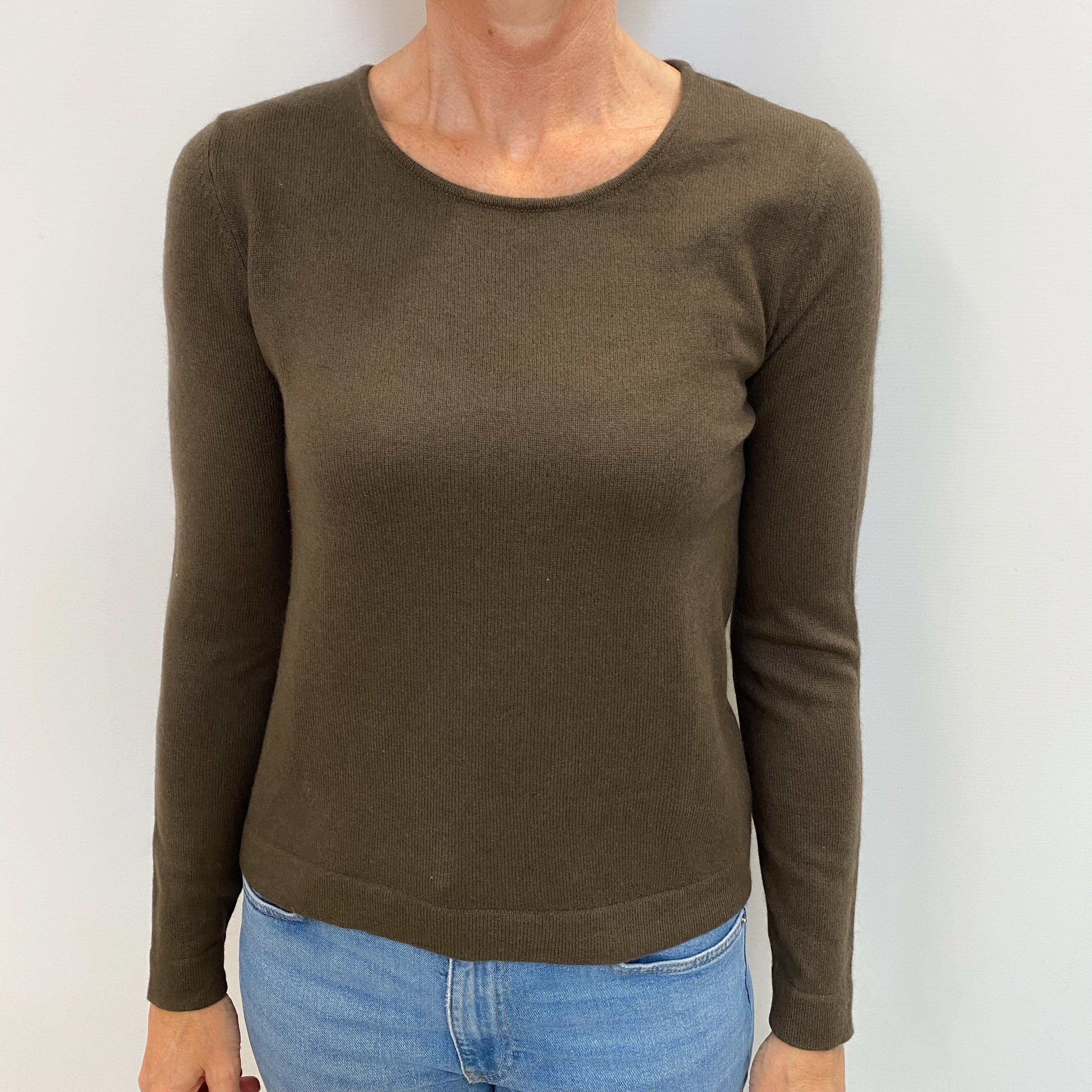 Mole Brown Cashmere Crew Neck Jumper Small