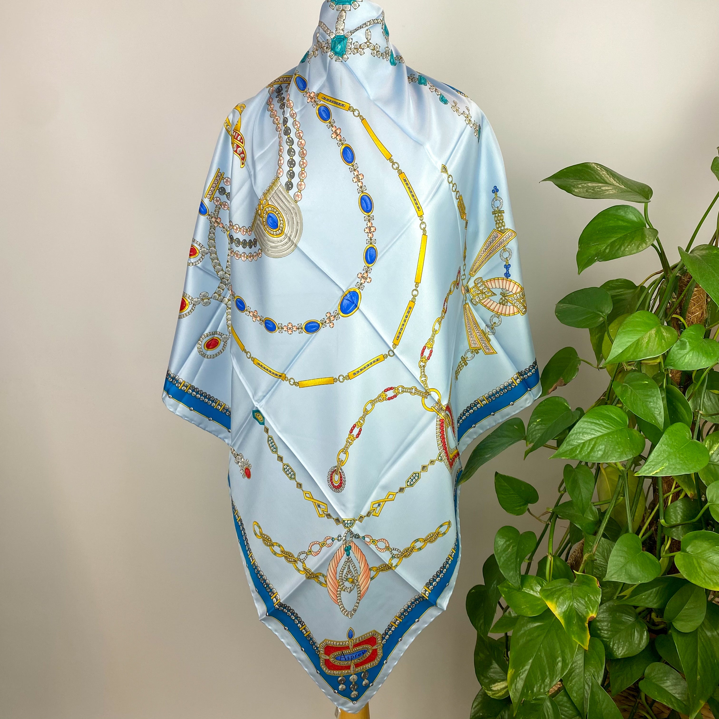 Brand New Boxed Asprey Designer Silk Scarf