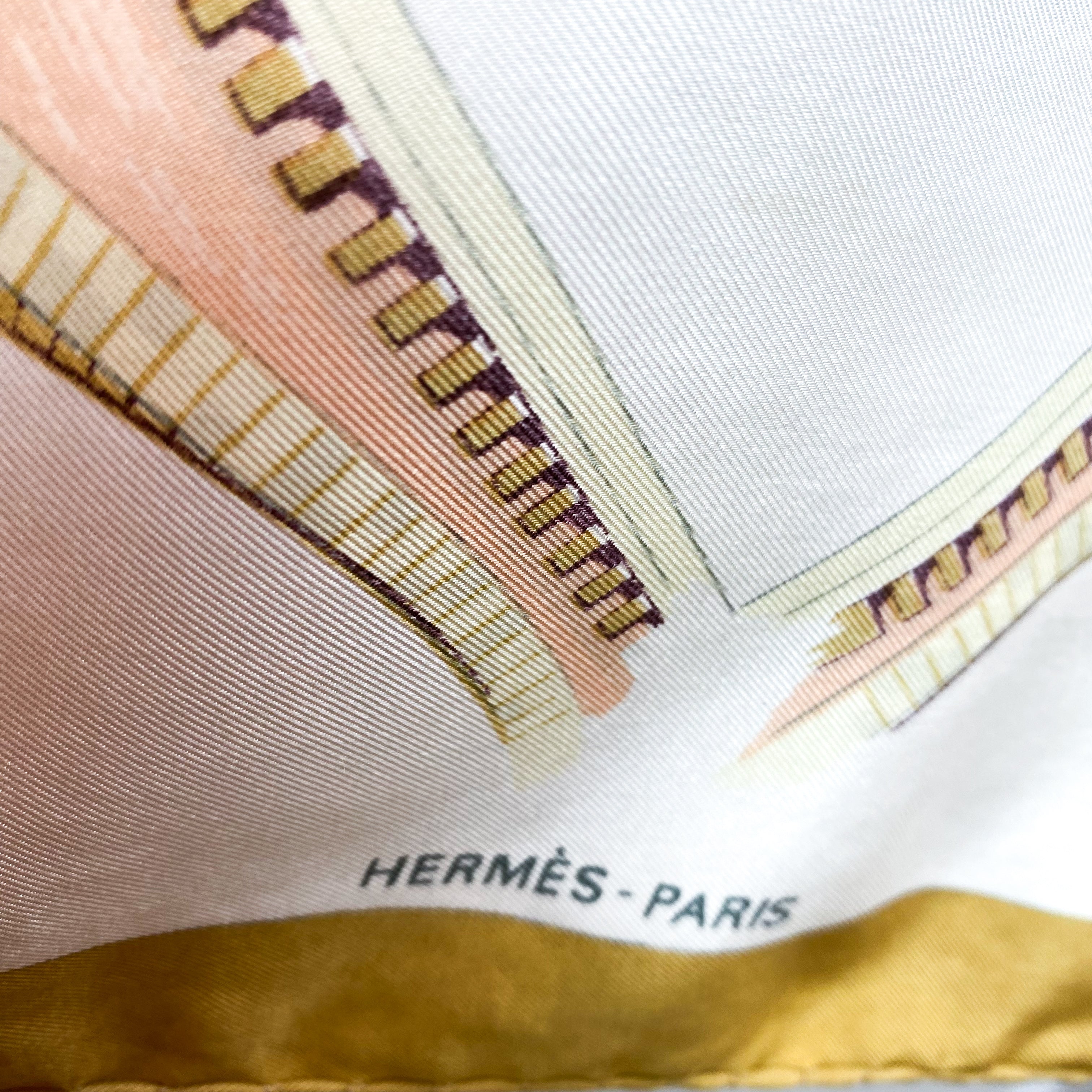 Boxed Hermes 1954 Bordeaux Porte Ocean Vintage Silk Scarf