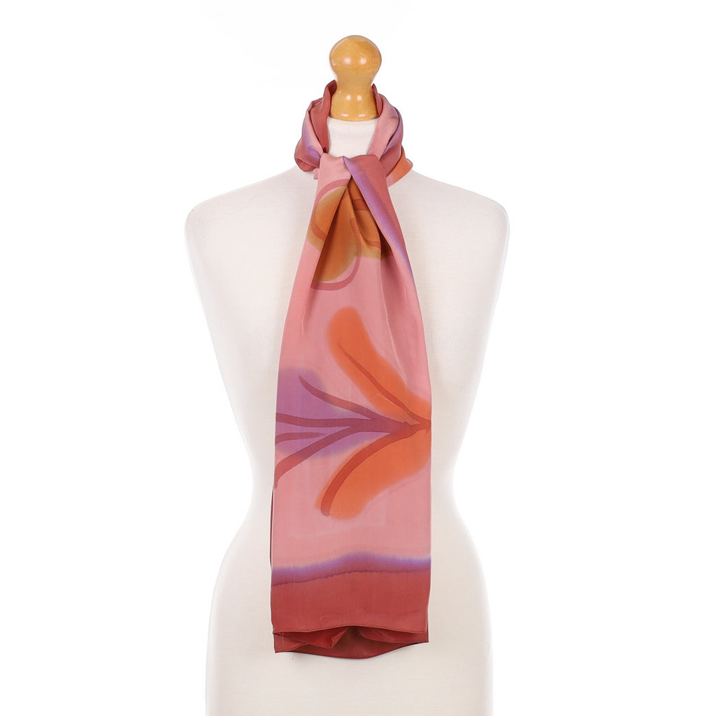 Rouge Pink Patterned Silk Scarf