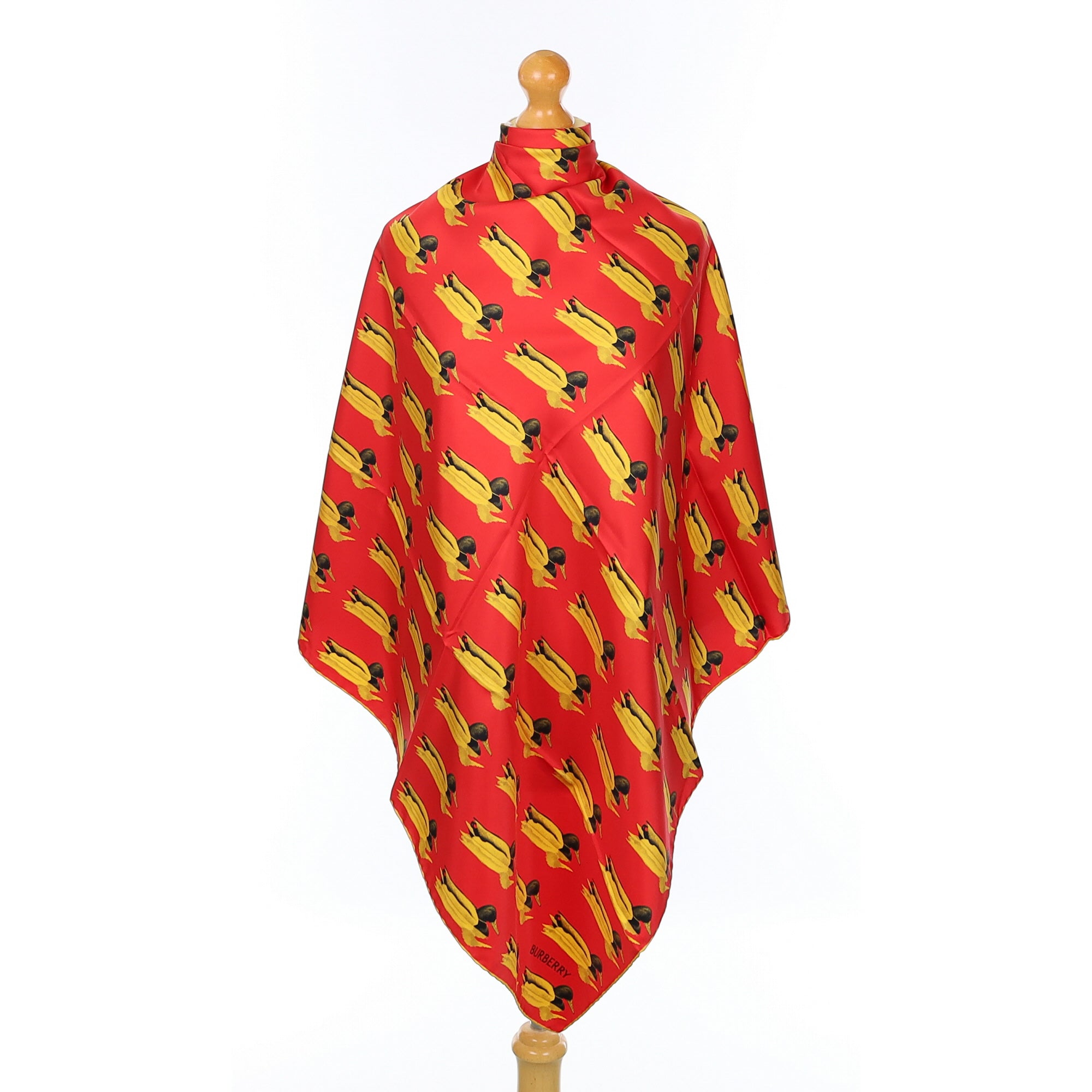 Brand New Burberry Red Duck Silk Scarf