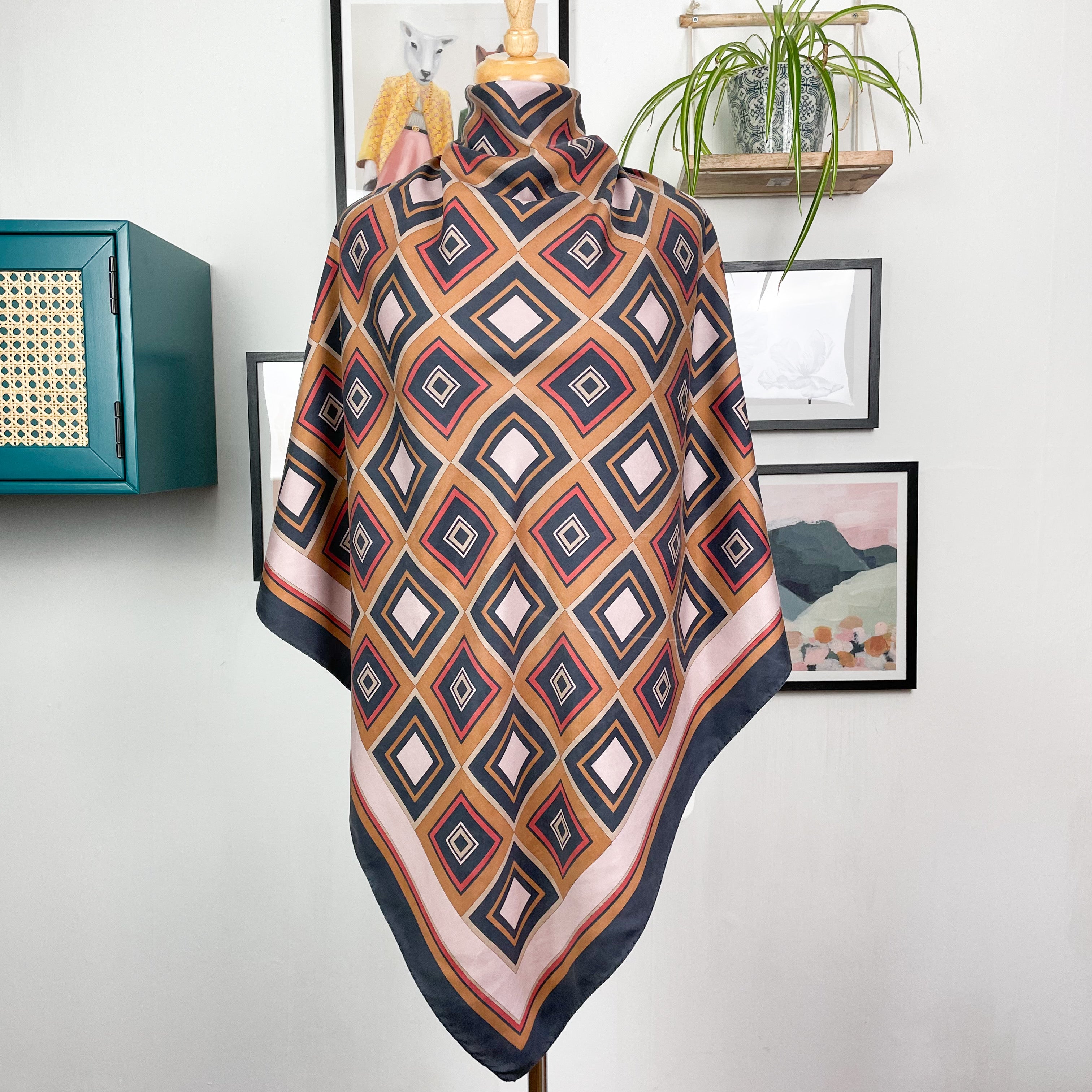 1970s Geimetric Vintage Silk Scarf