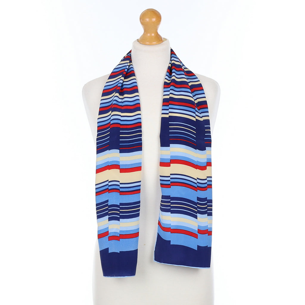 Ostinelli Blue Striped Vintage Silk Scarf