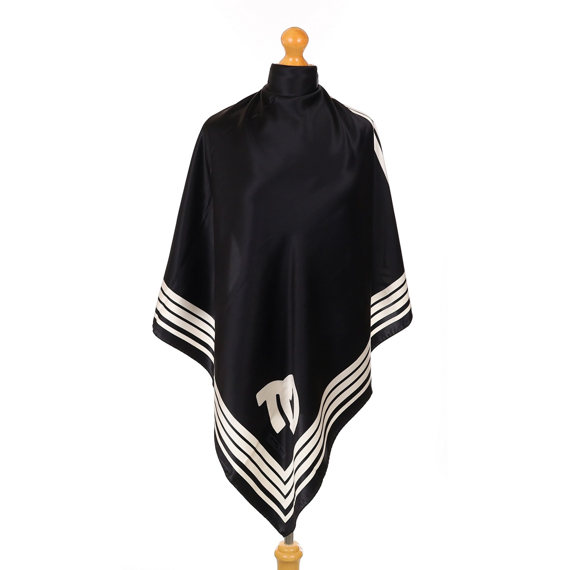Tristano Onofri Black Stripe Silk Scarf