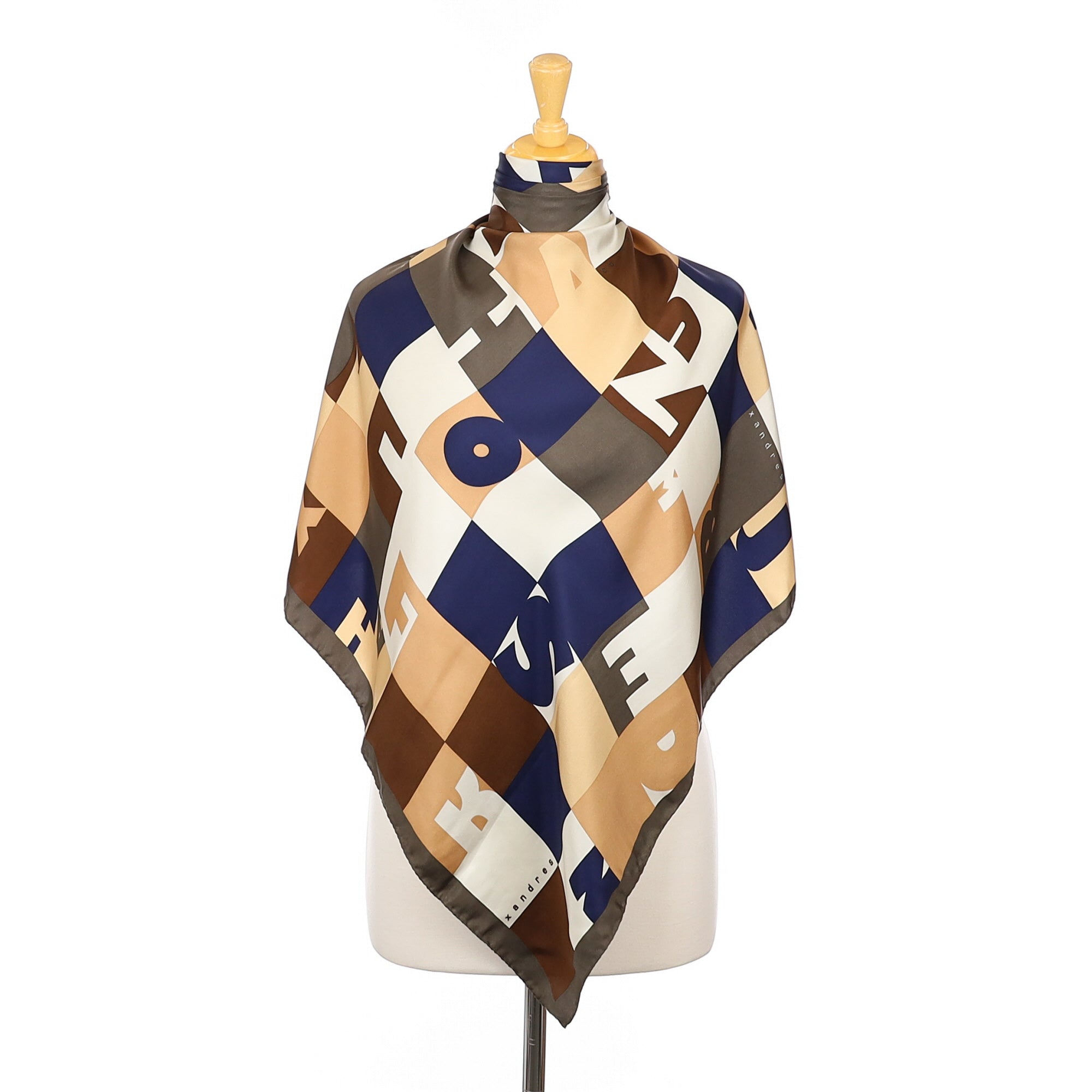 Immaculate Xandres Checked Silk Scarf