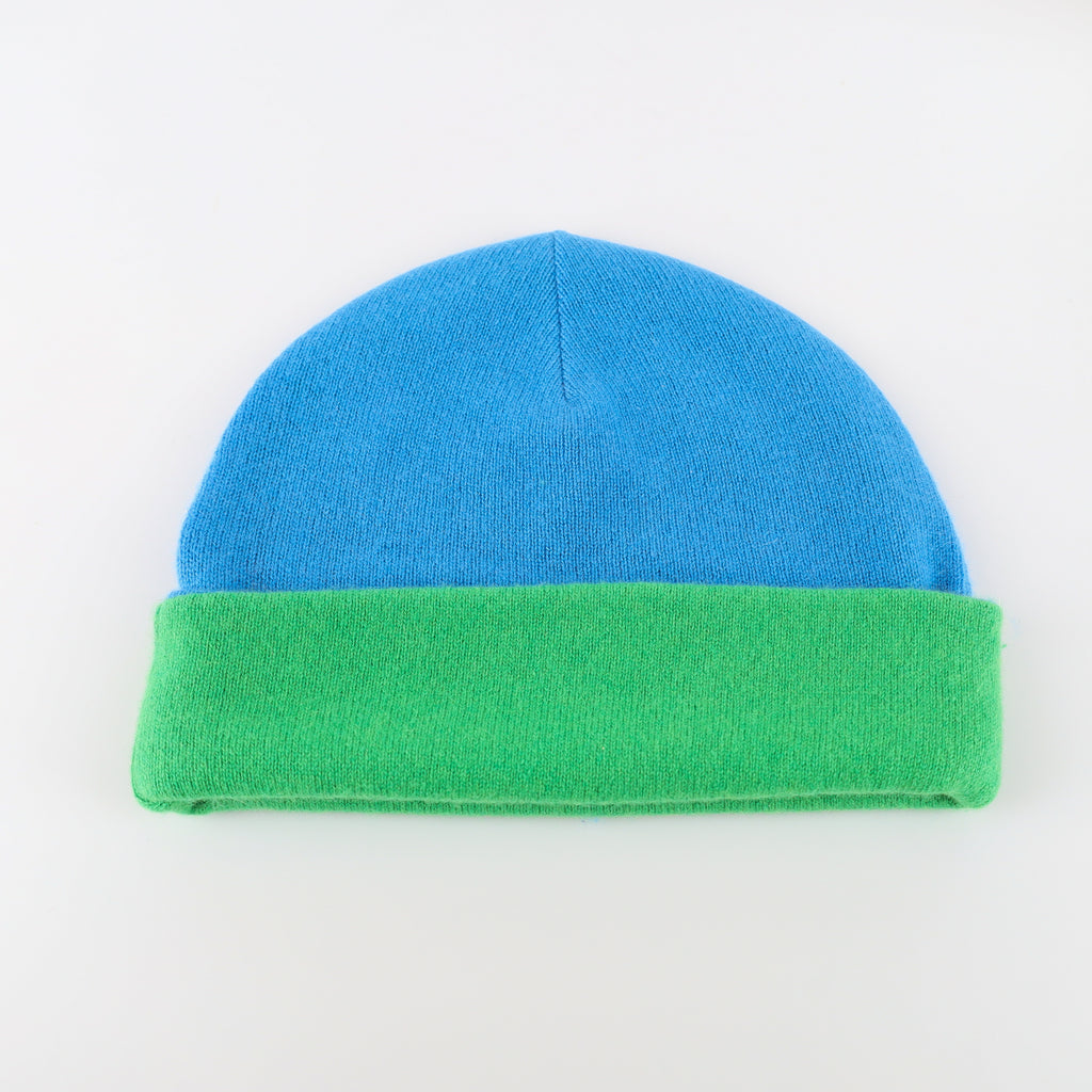 Men’s Mediterranean Blue and Green Reversible Cashmere Beanie Hat