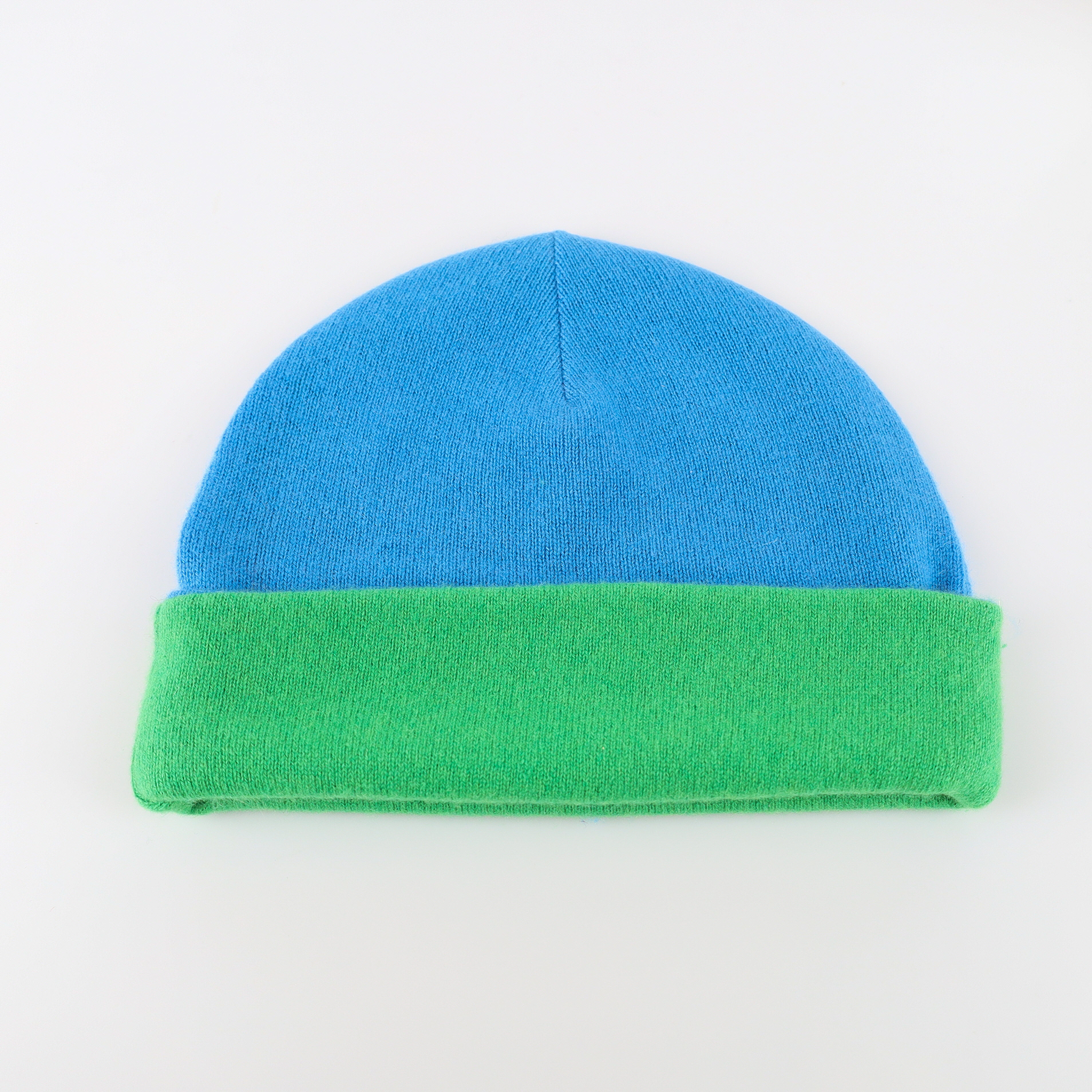Mediterranean Blue and Green Reversible Cashmere Beanie Hat
