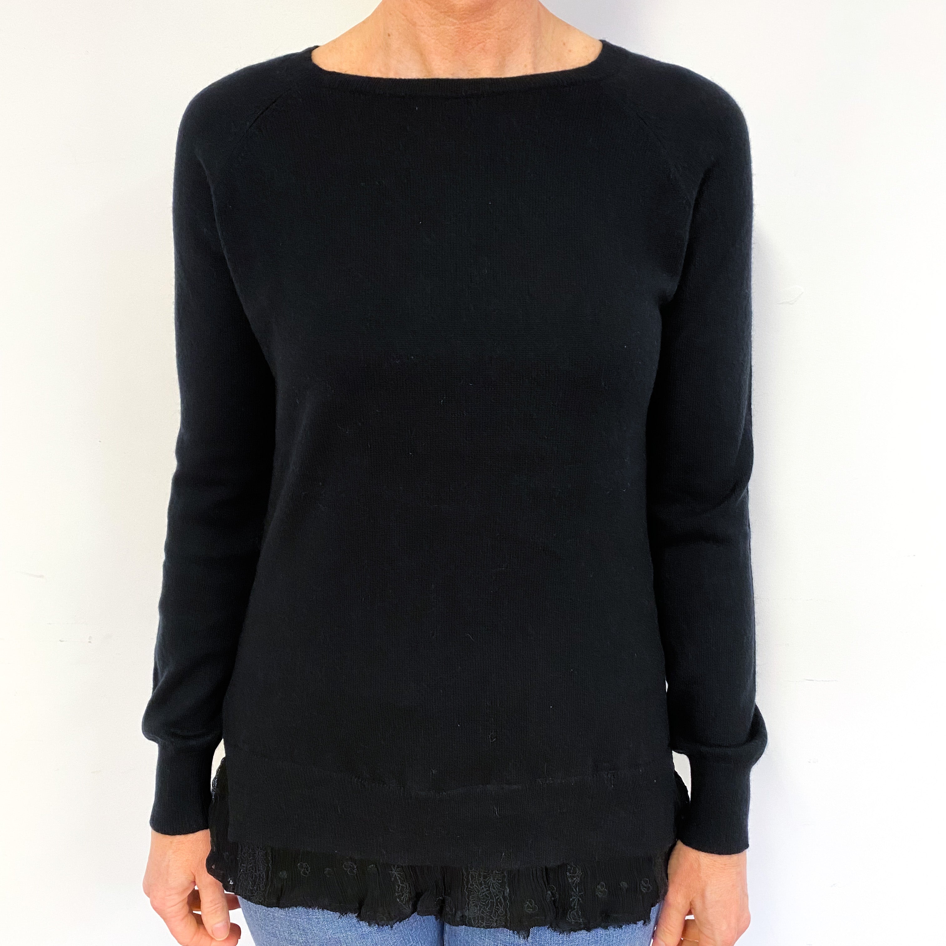 Black Cashmere Crew Neck Jumper Medium