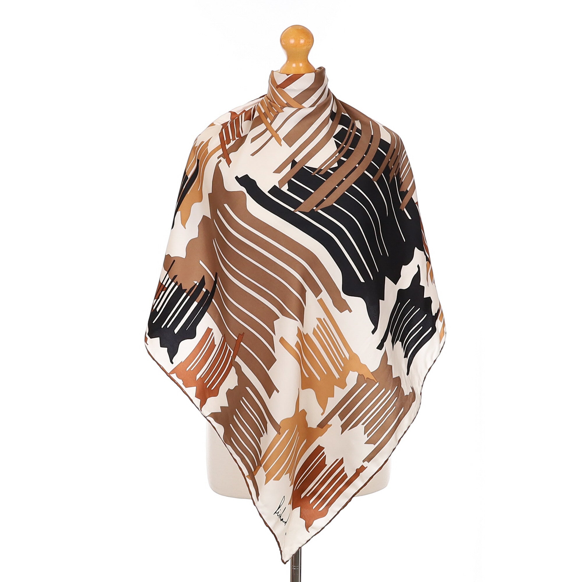 1970’s Richard Allan Brown Patterned Vintage Silk Scarf