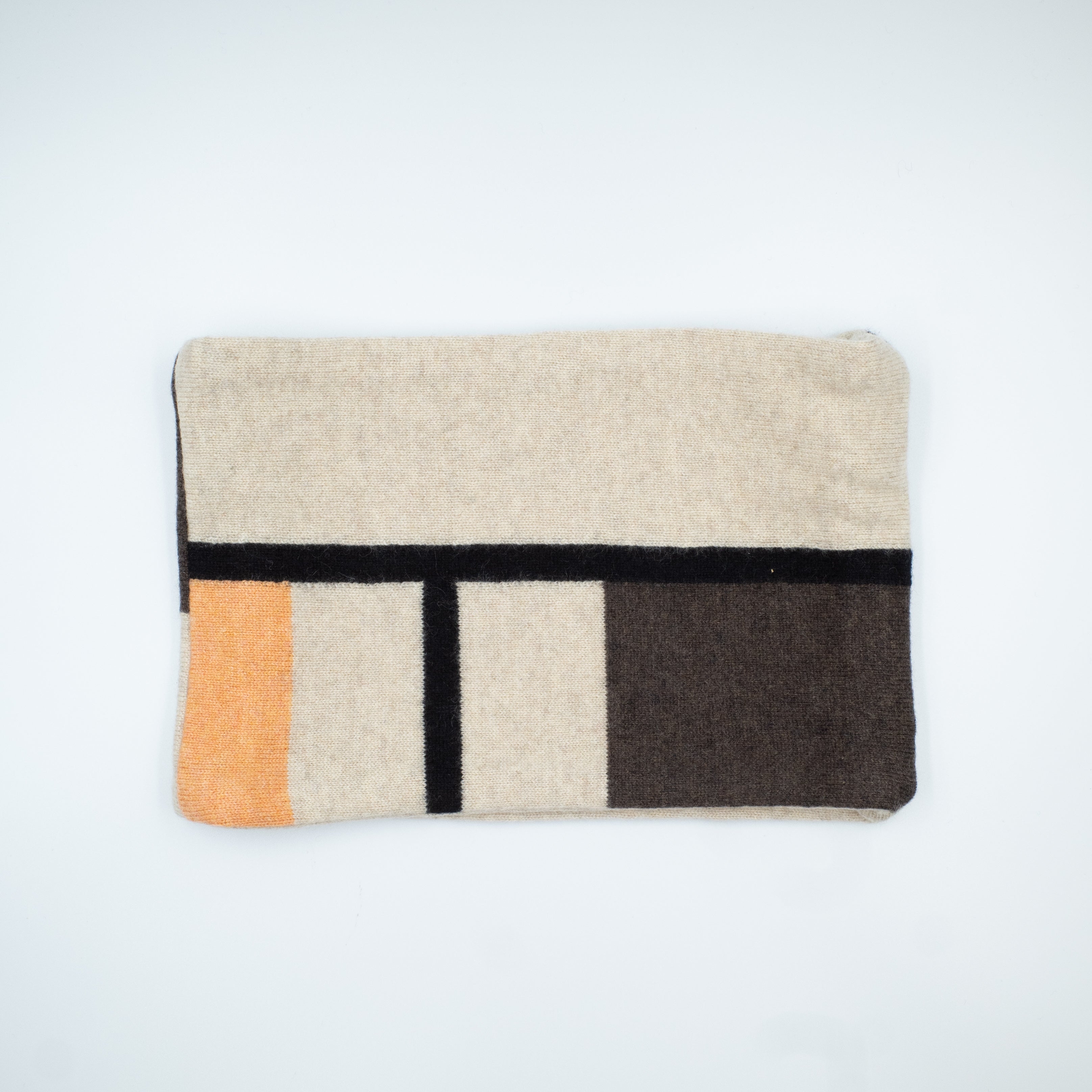 Oatmeal, Brown, Black and Orange Pattern Neck Warmer