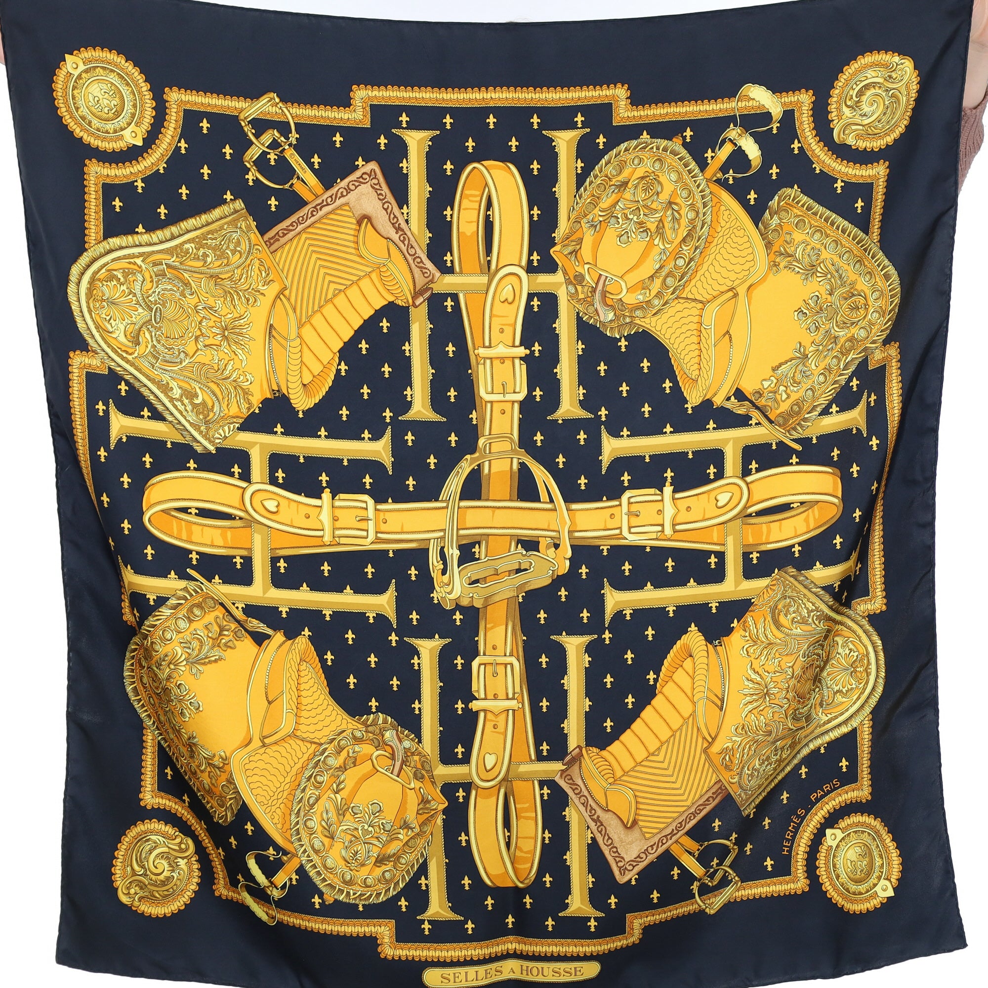 Hermès Selles A Housse Silk Scarf