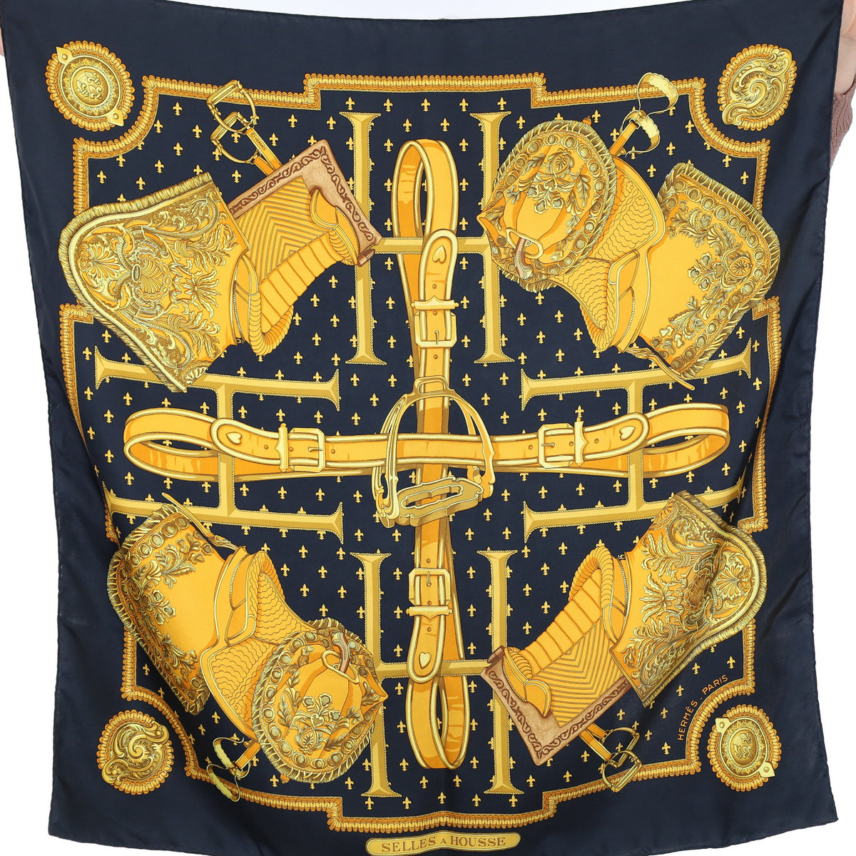 Hermès Selles A Housse Silk Scarf