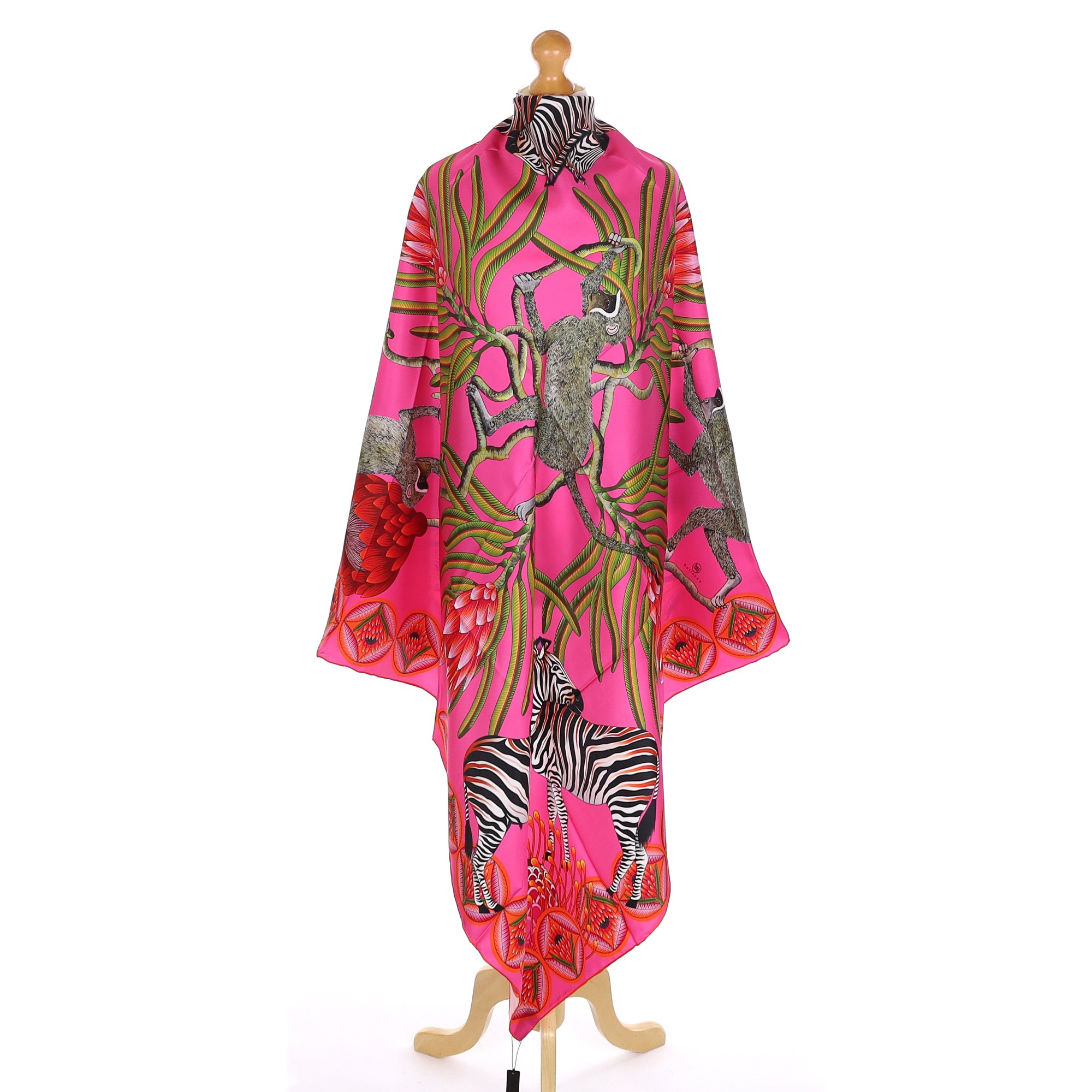 Brand New Bellezza Two Tone Pink Zebra Safari Double Faced Silk Scarf Extra Large