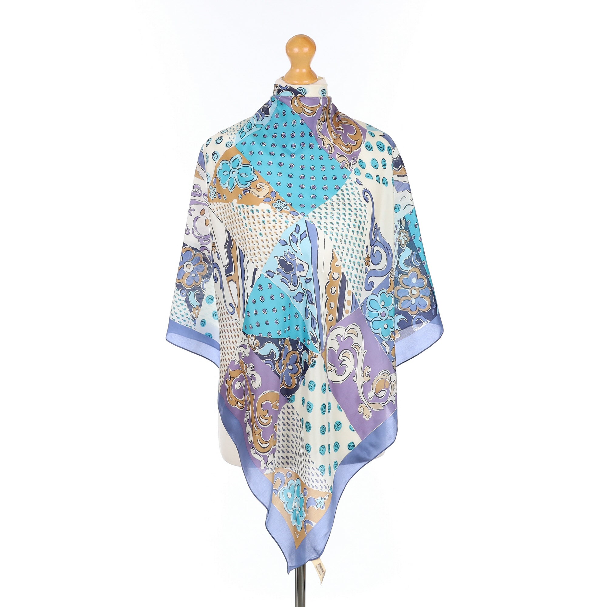 Loredano Patterned Patchwork Vintage Silk Scarf