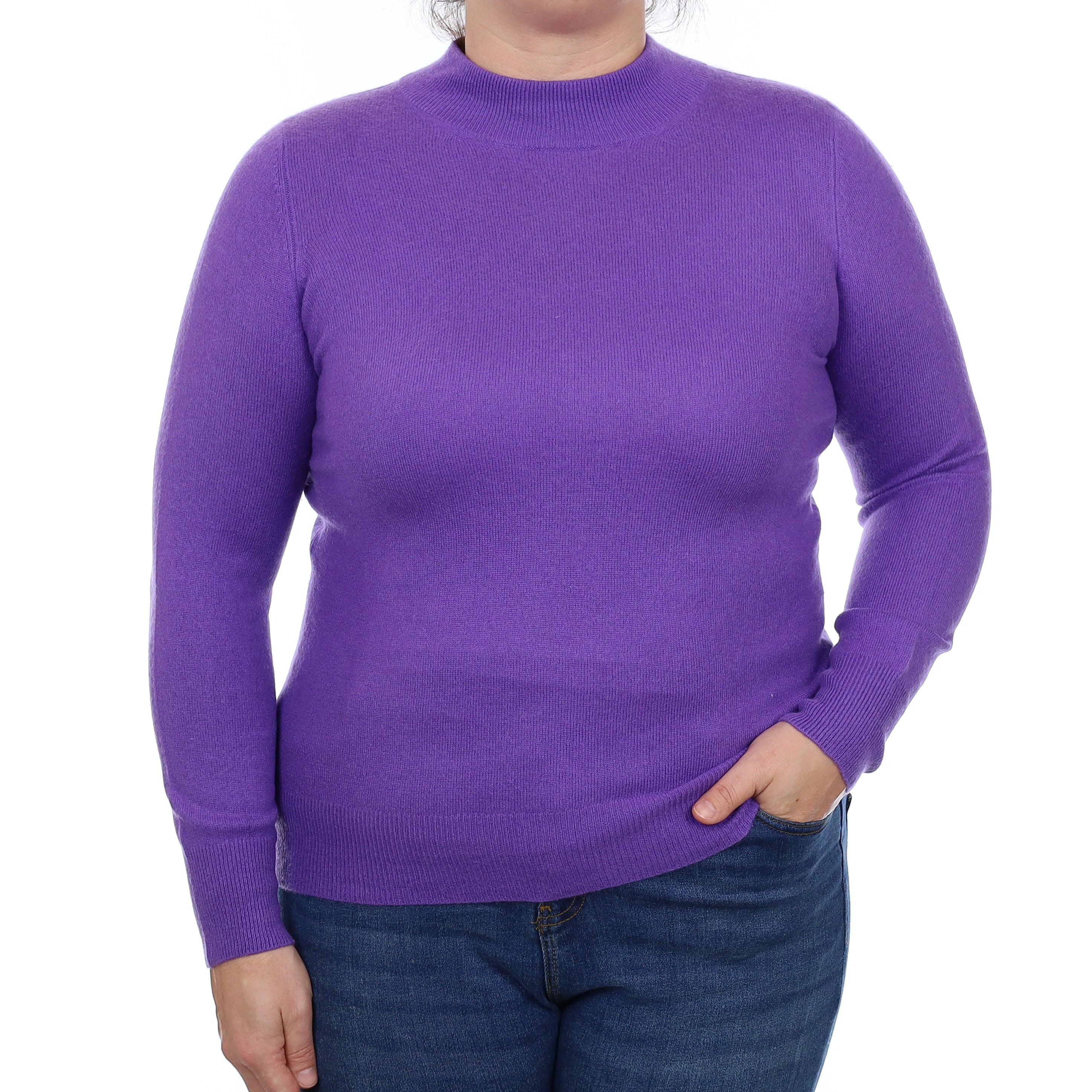 Pansy Purple Cashmere Turtle Neck Jumper Large