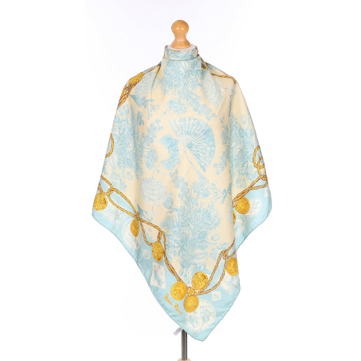 Nina Ricci Vintage Baby Blue Silk Scarf