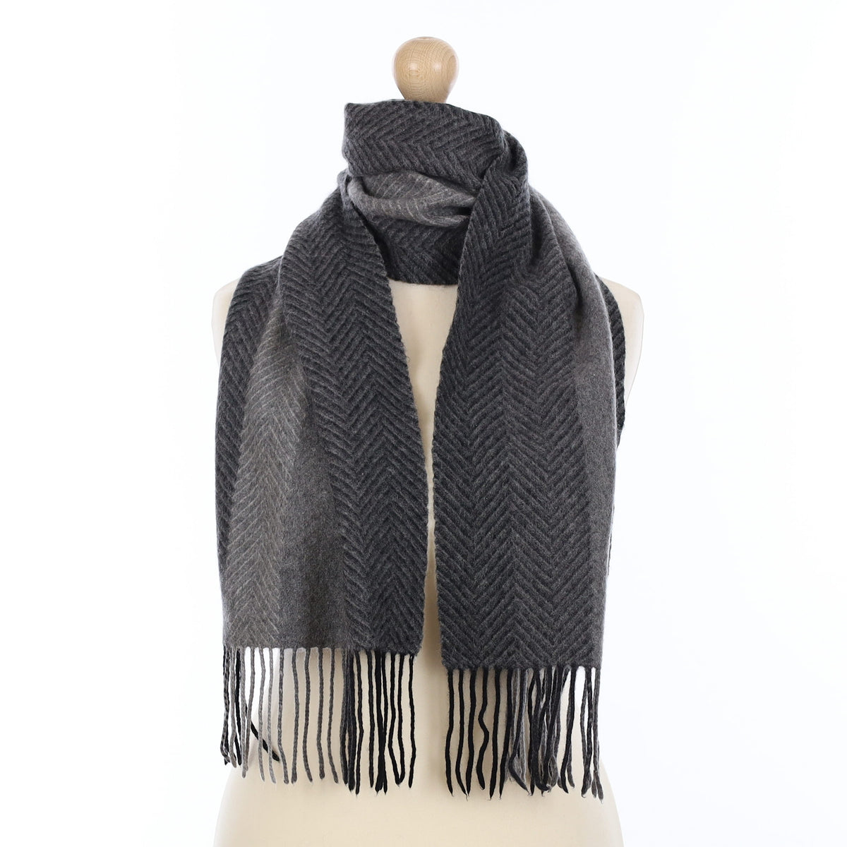 Smoke Grey Patterned Cashmere Woven Scarf