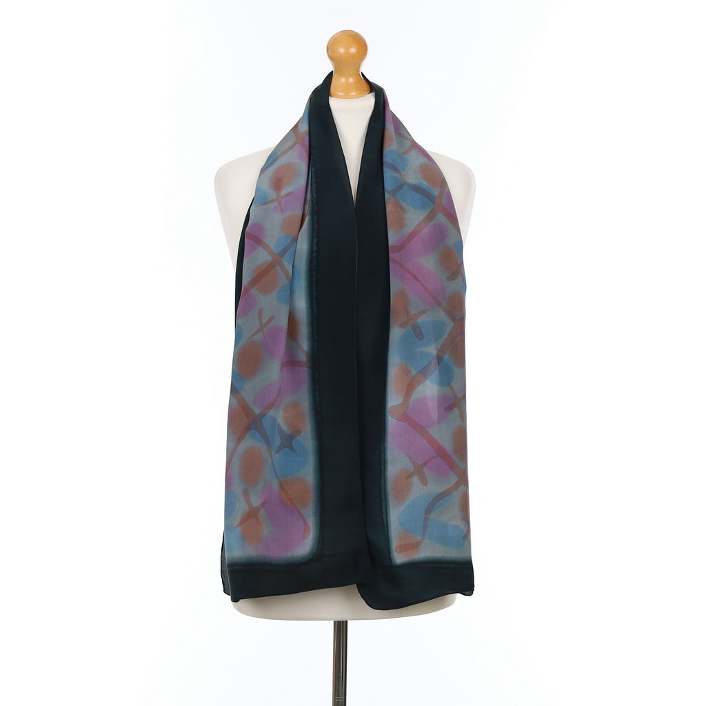 Long Abstract Patterned Silk Scarf